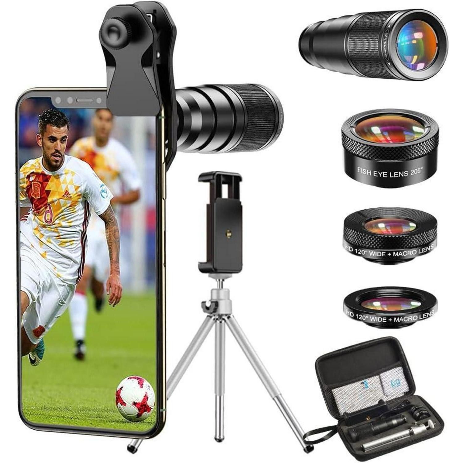LuxusKollektion HD Telefonobjektiv-Kit 22X Teleobjektiv + 25X Makro + Weitwinkel Teleobjektiv