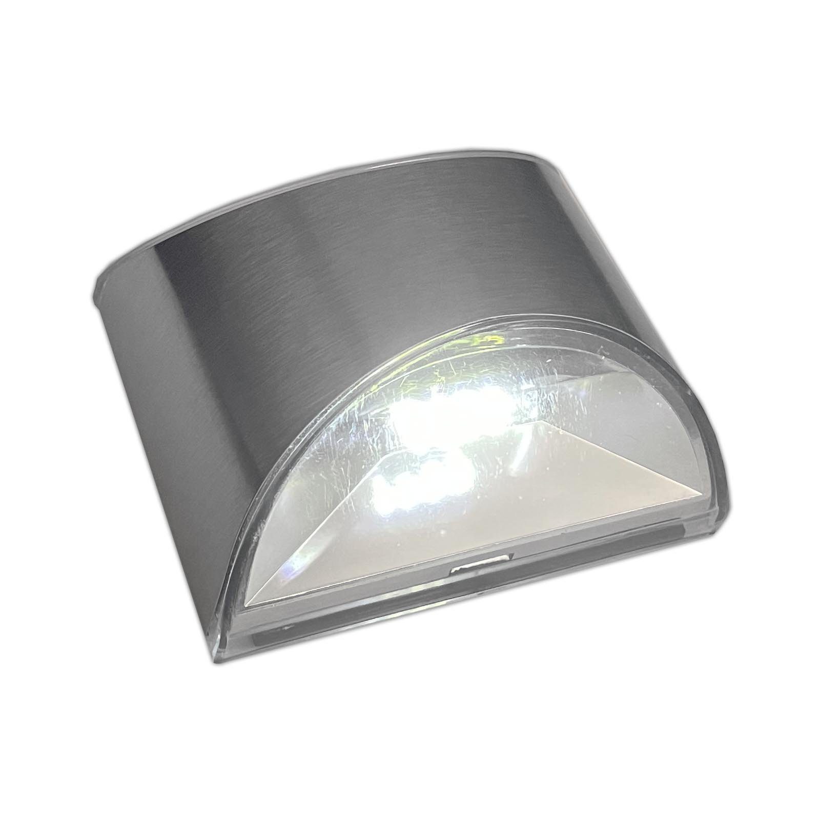 HAC24 LED Wandleuchte Solar Wandlaterne für Außen Solarlampe Außenbeleuchtung, LED fest integriert, Kaltweiß, Edelstahl, Kaltweiß