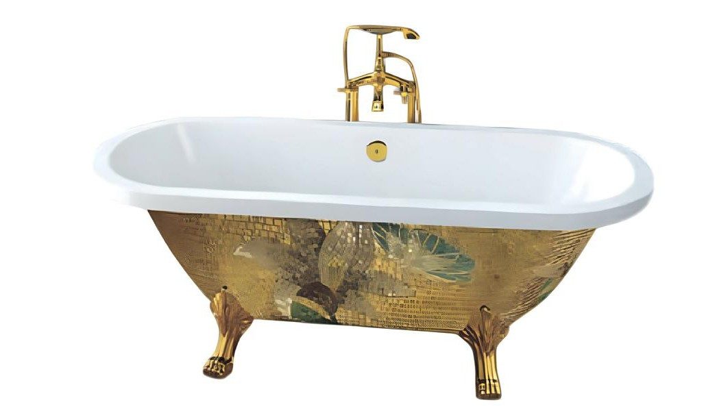Xlmoebel Badewanne XLMOEBEL Acryl Badewanne in Gold, freistehend, rechteckig, Made in Europa