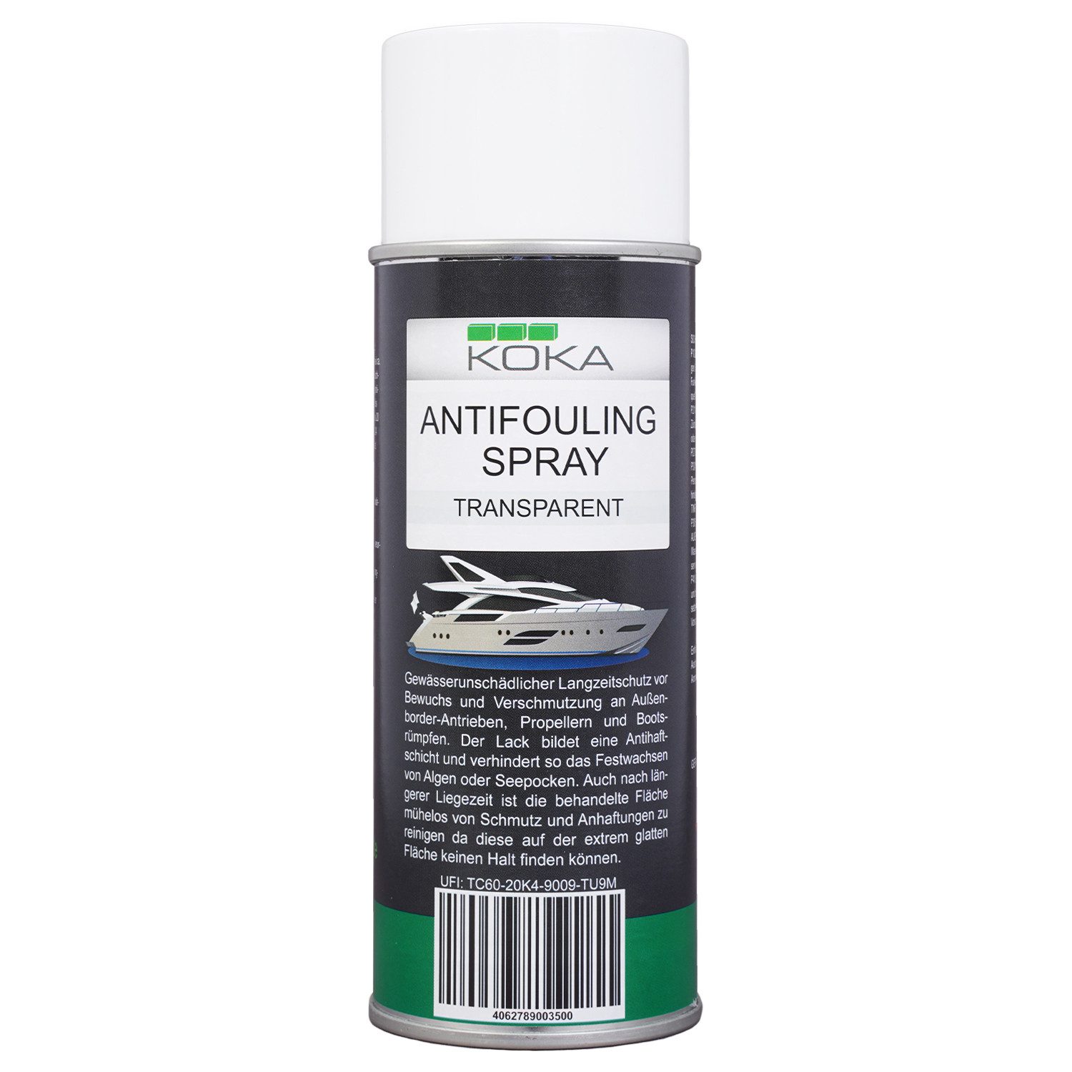 KOKA Antifouling Spray Transparent Bewuchs-Schutz Boot Lackschutz (Dose), Langzeitschutz Antihaft-Schicht für Bootsrumpf Rumpf Antrieb Propeller
