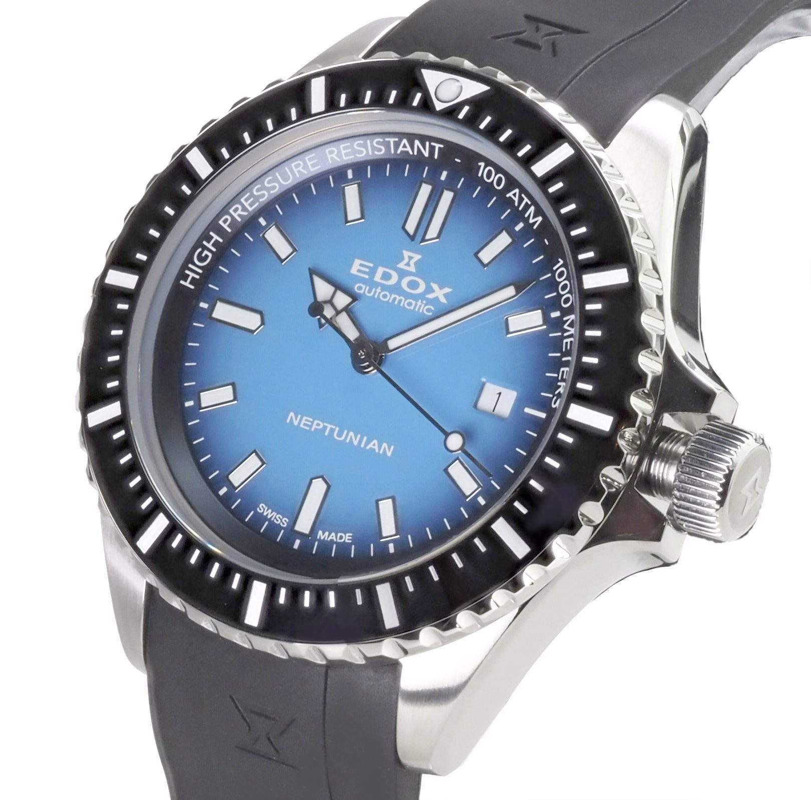 Edox Schweizer Uhr Automatik Herren Uhr 80120 3NCA BUIDN SKYDIVER NEPTUNIAN Skydiver Neptunian, 100 ATM Waterresistant