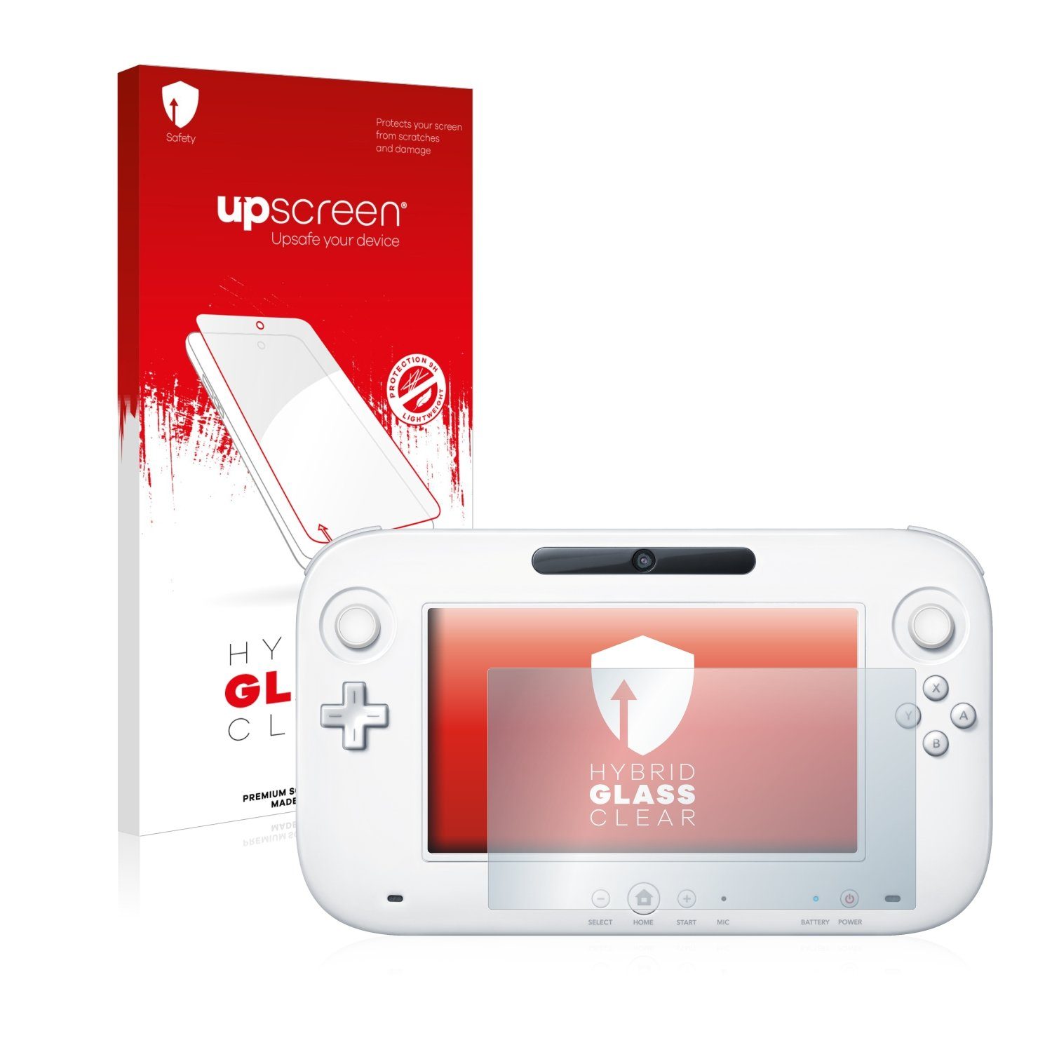 upscreen Displayschutzglas Folie für Nintendo Wii U GamePad (Controller), Schutzfolie Glas Panzer Display Schutz klar