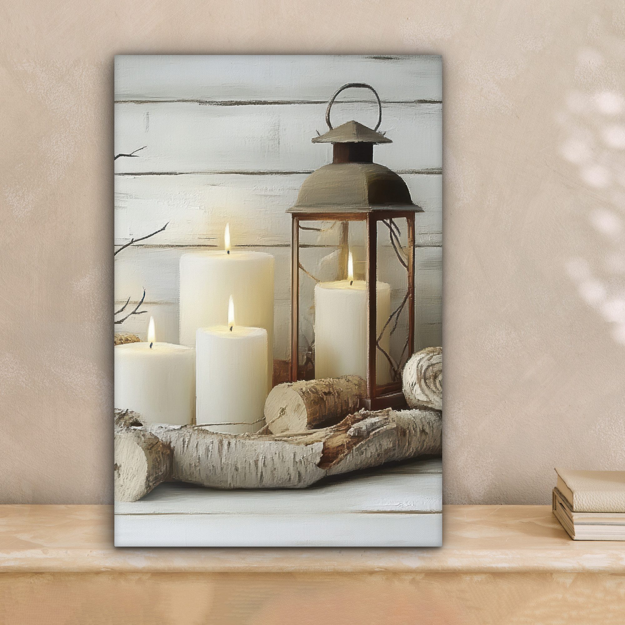 OneMillionCanvasses® Leinwandbild Stilleben - Weiß - Kerzen - Rustikal - Na günstig online kaufen