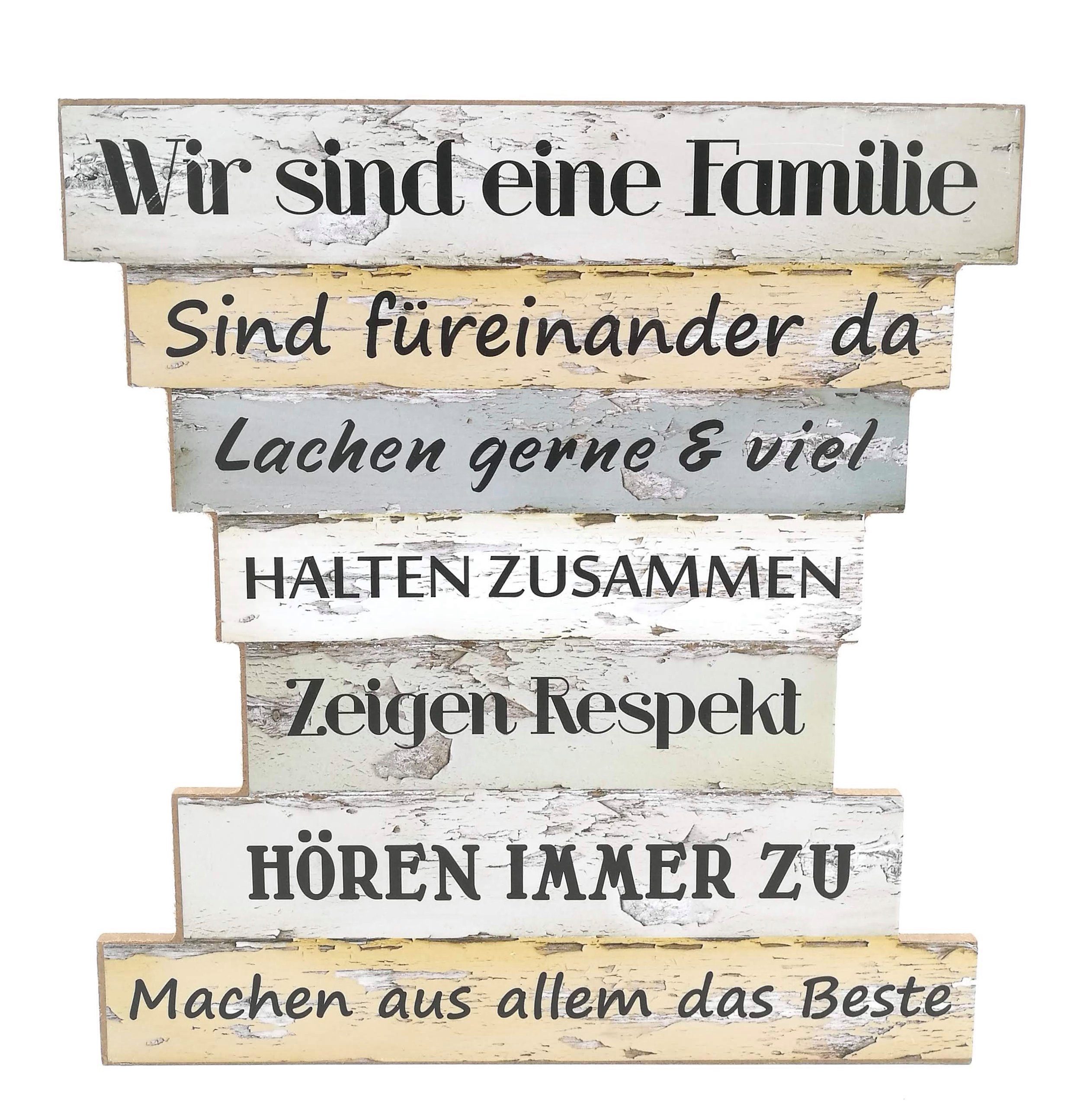 G. Wurm Wandbild, Familie, Holzschild, 32 x 30 cm, Wir sind eine Familie