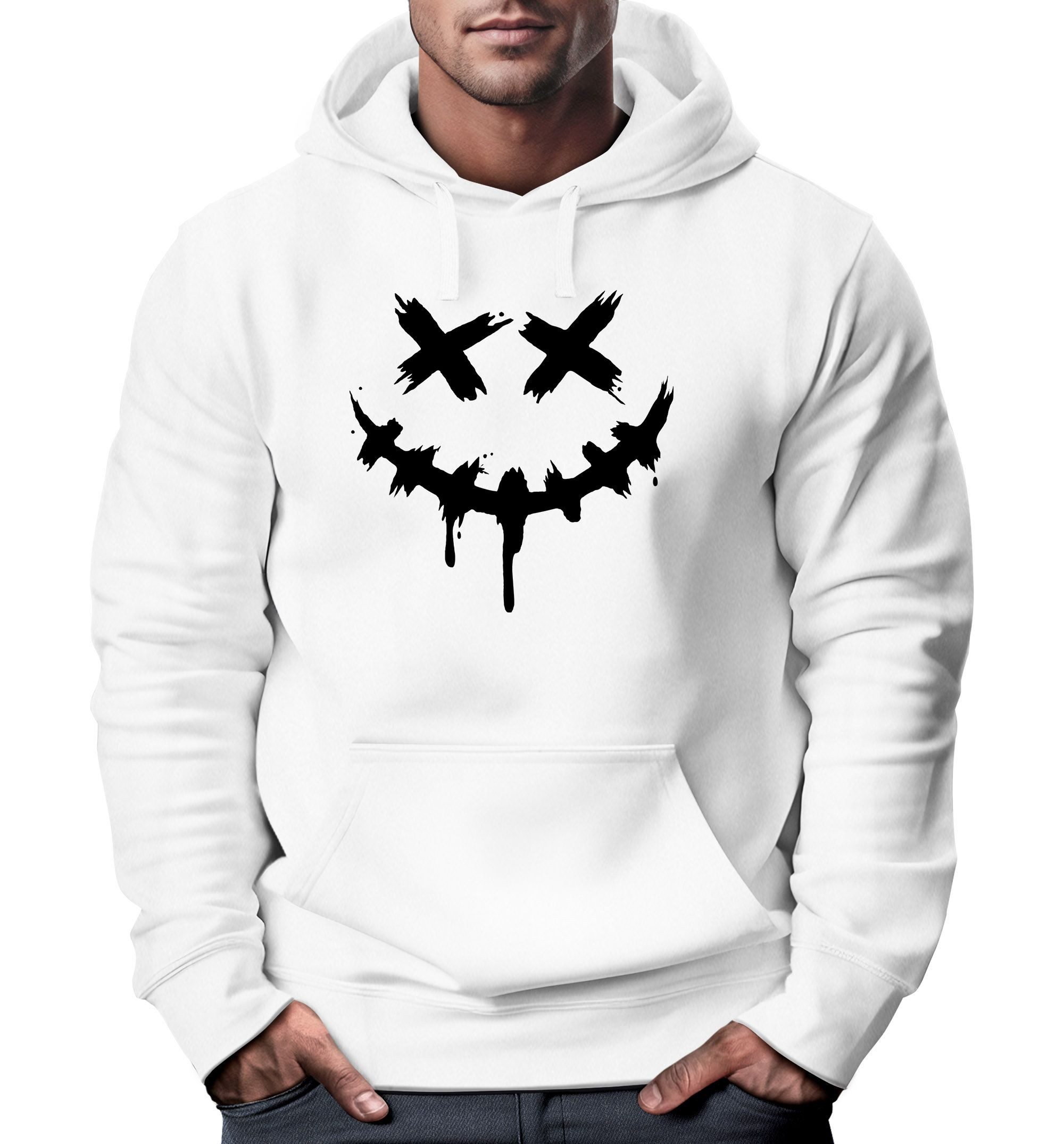Neverless Hoodie Hoodie Herren Bedruckt Techwear Fashion Streetstyle Smilin günstig online kaufen