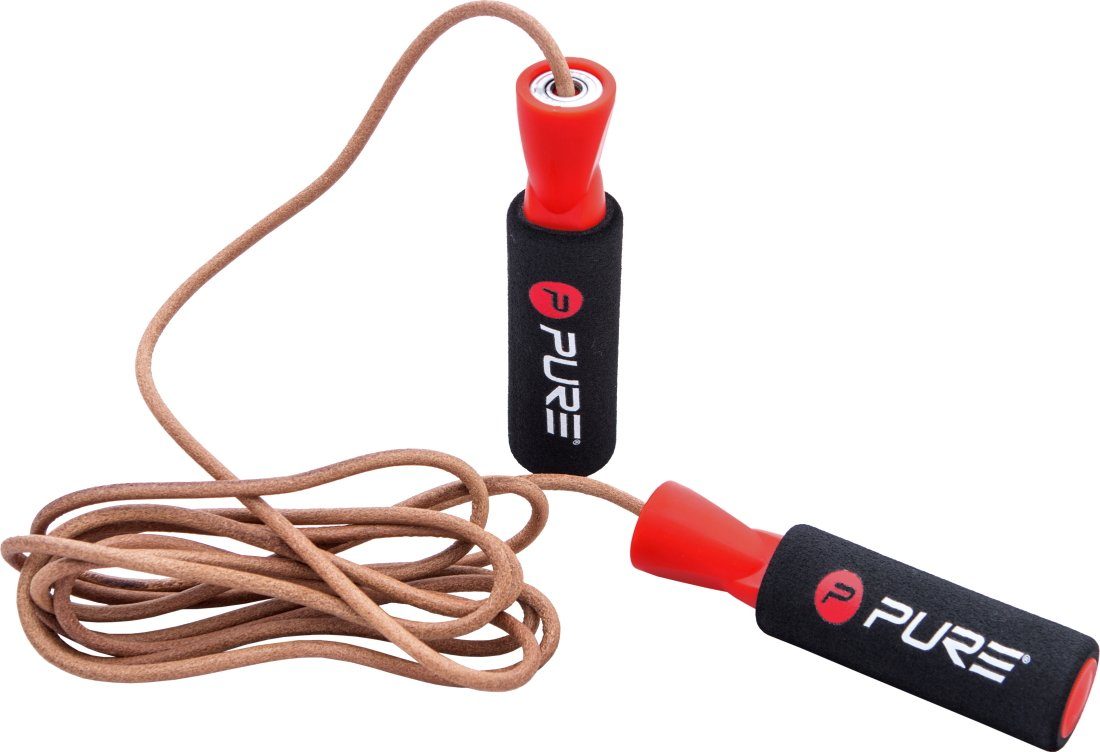 Pure 2 Improve Springseil FITNESS, aus Leder, 2,75m lang, rot/schwarz