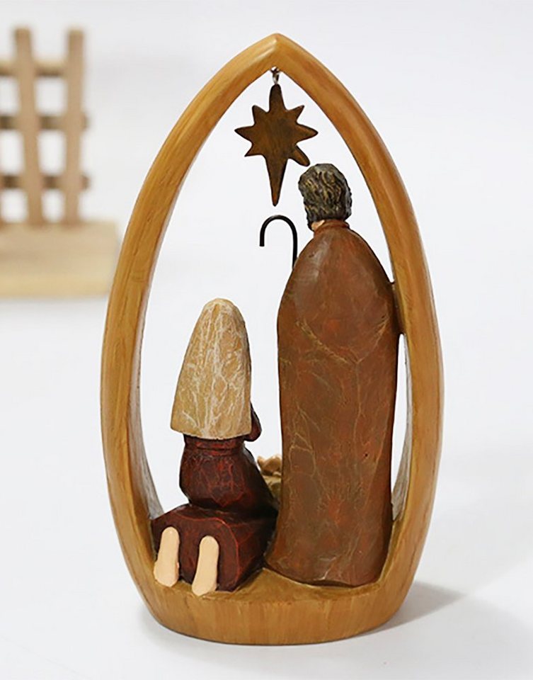 Krippe aus Weihnachtsdeko W2 Krippe heilige (1-tlg), Holz Handbemalte Fanci Home 22,5cm Dekoration Advent Familie ca.