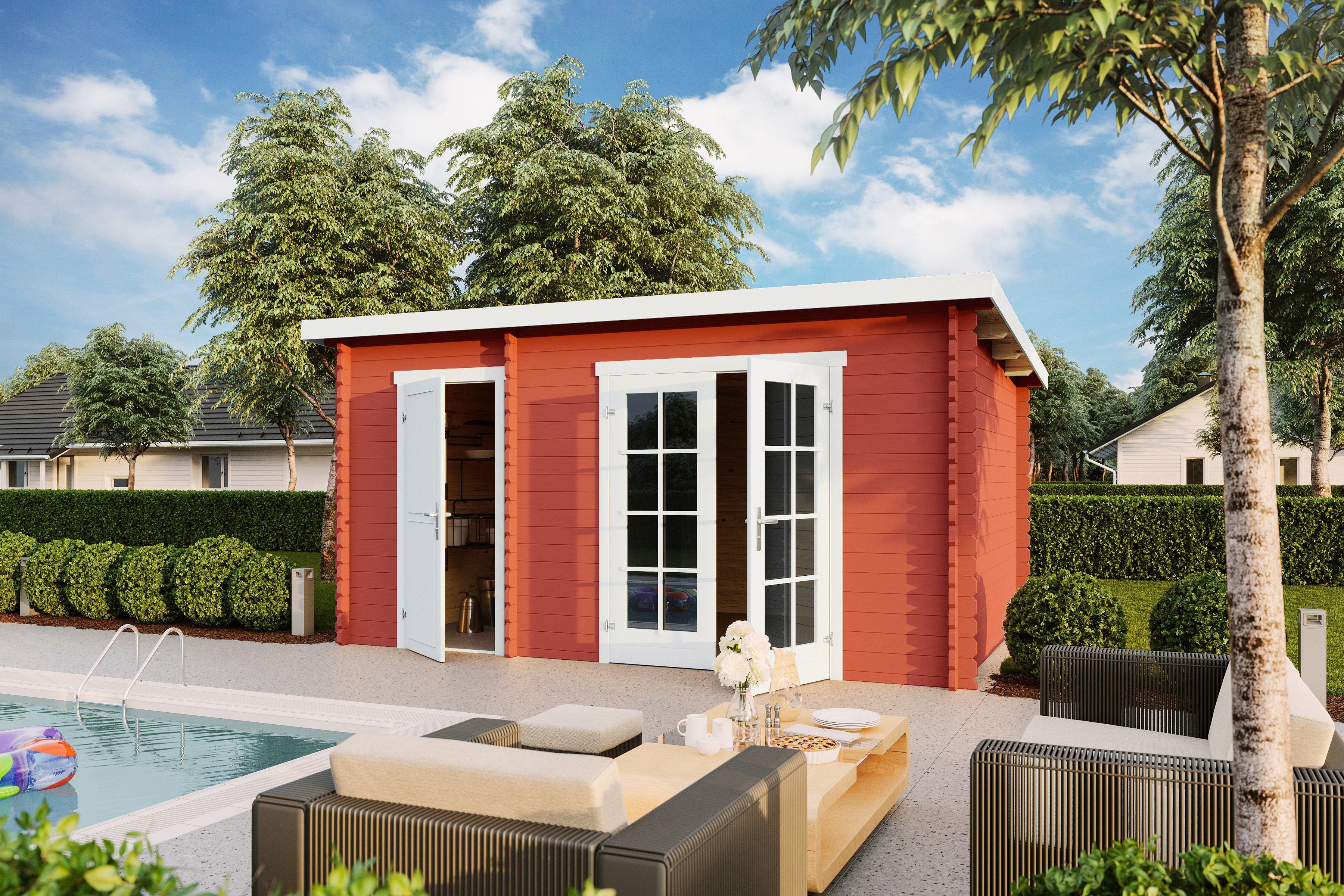 LASITA MAJA Gartenhaus Belmont 2, BxT: 465x319 cm, Blockbohlenhaus 28mm, 2-Raum