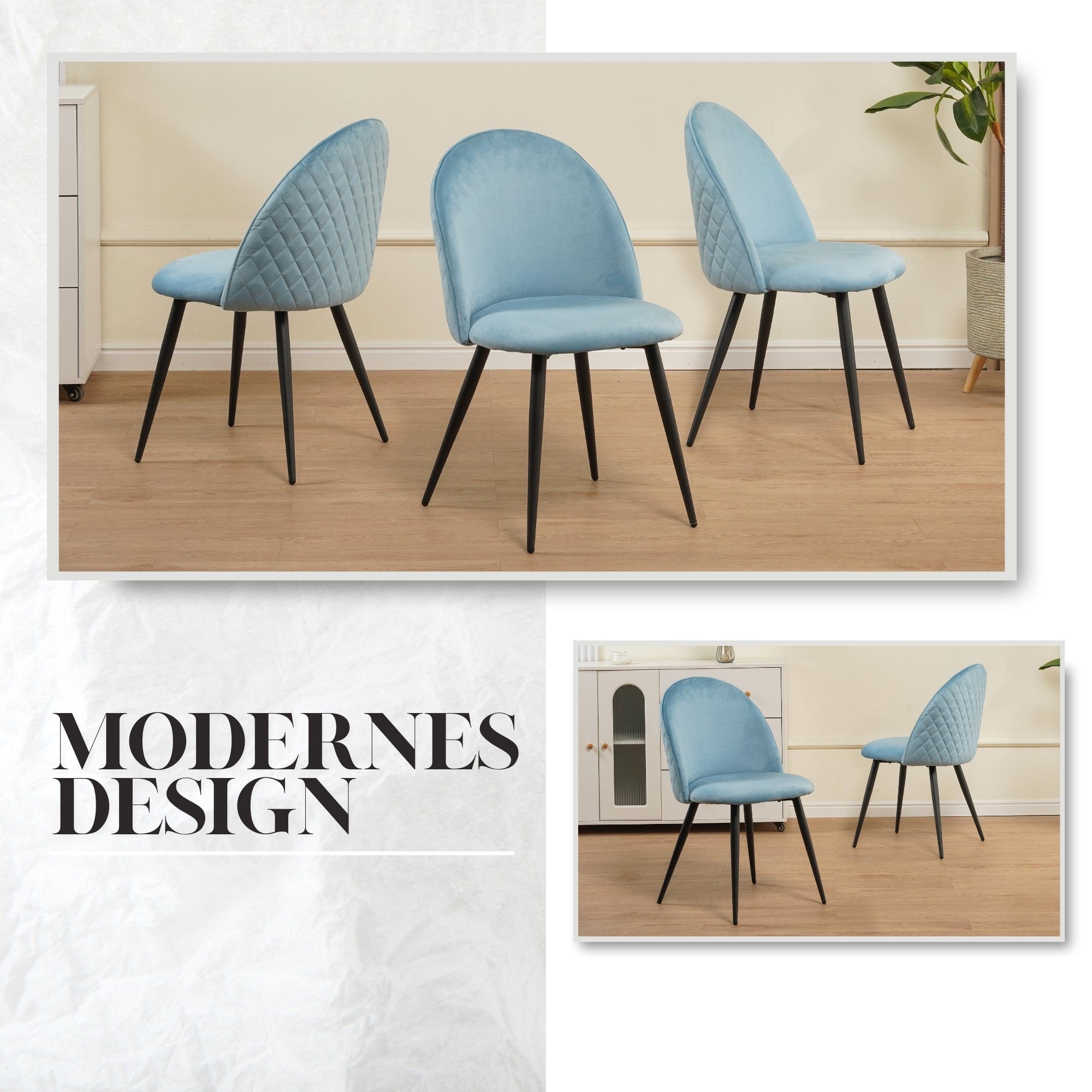 Albatros International Esszimmerstuhl Esszimmerstuhl CAPO Samt 4er Set Blau günstig online kaufen