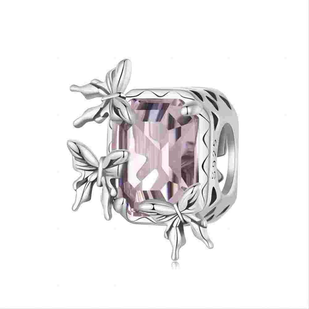 Fivejoy Bead Bead Silber Rosa Schmetterling diy Armband Perlen (1-tlg) (1-tlg)