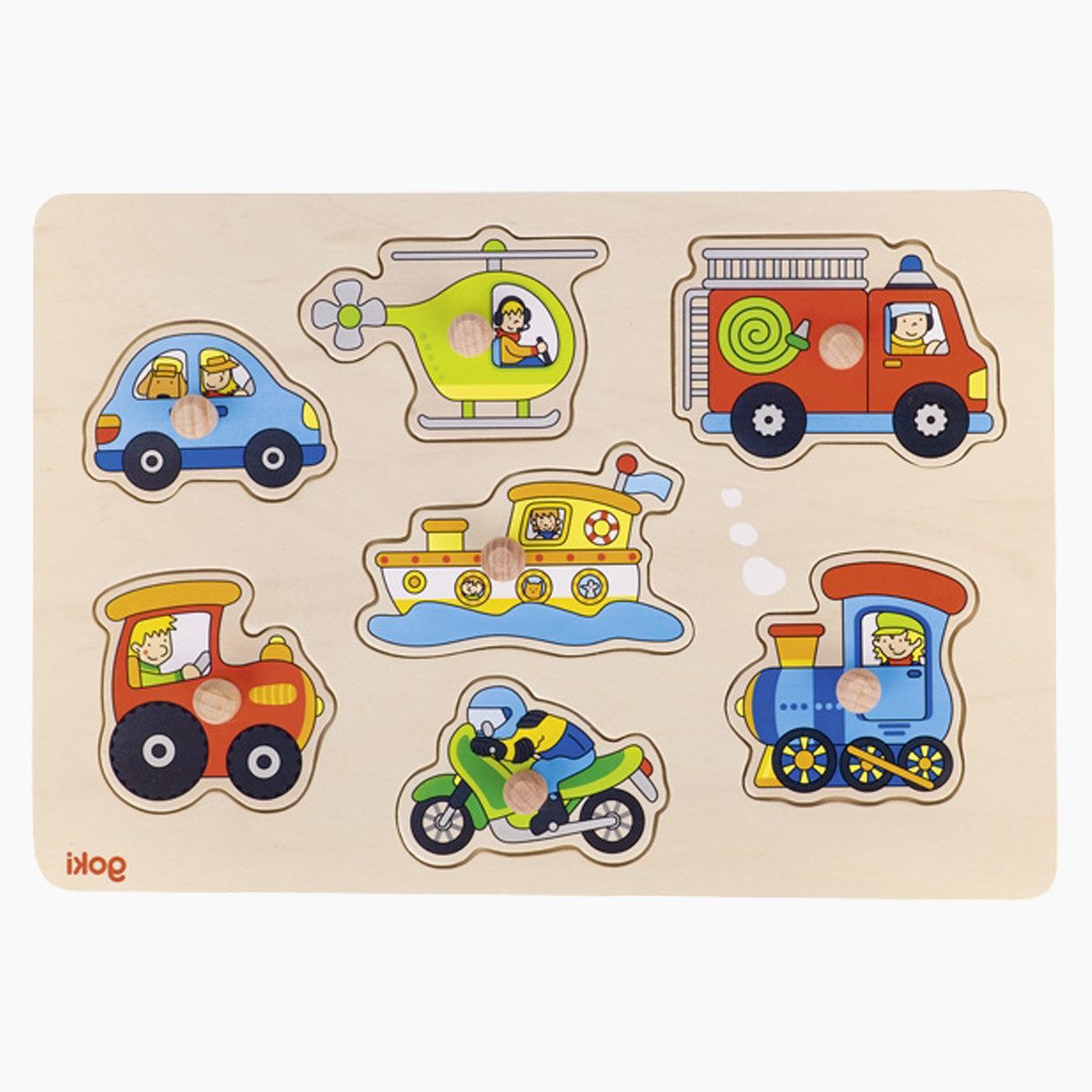 goki Steckpuzzle Steckpuzzle Verkehrsmittel, 7 Puzzleteile, ideal für kleine Kinderhände