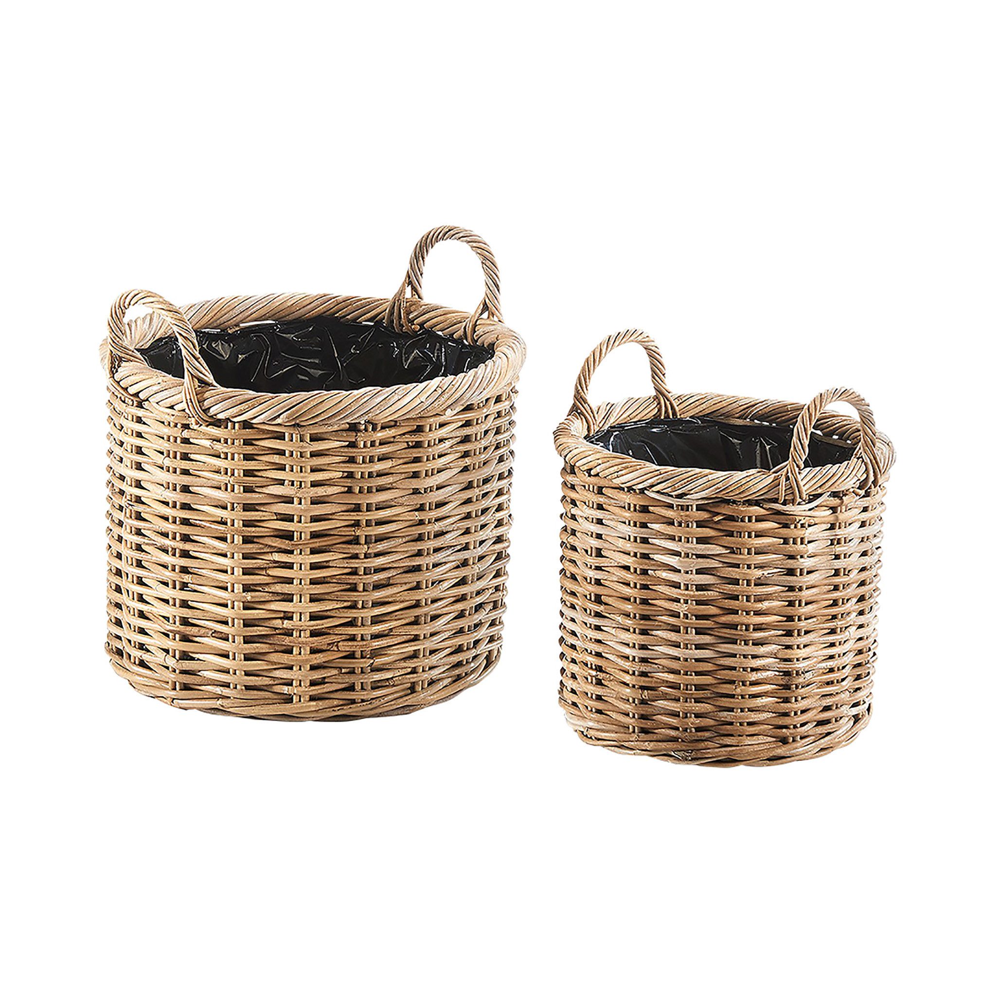 Kobolo Pflanzkübel Pflanzkorb Rattan - rund - mit Folie ausgeschlagen (2 Gr günstig online kaufen