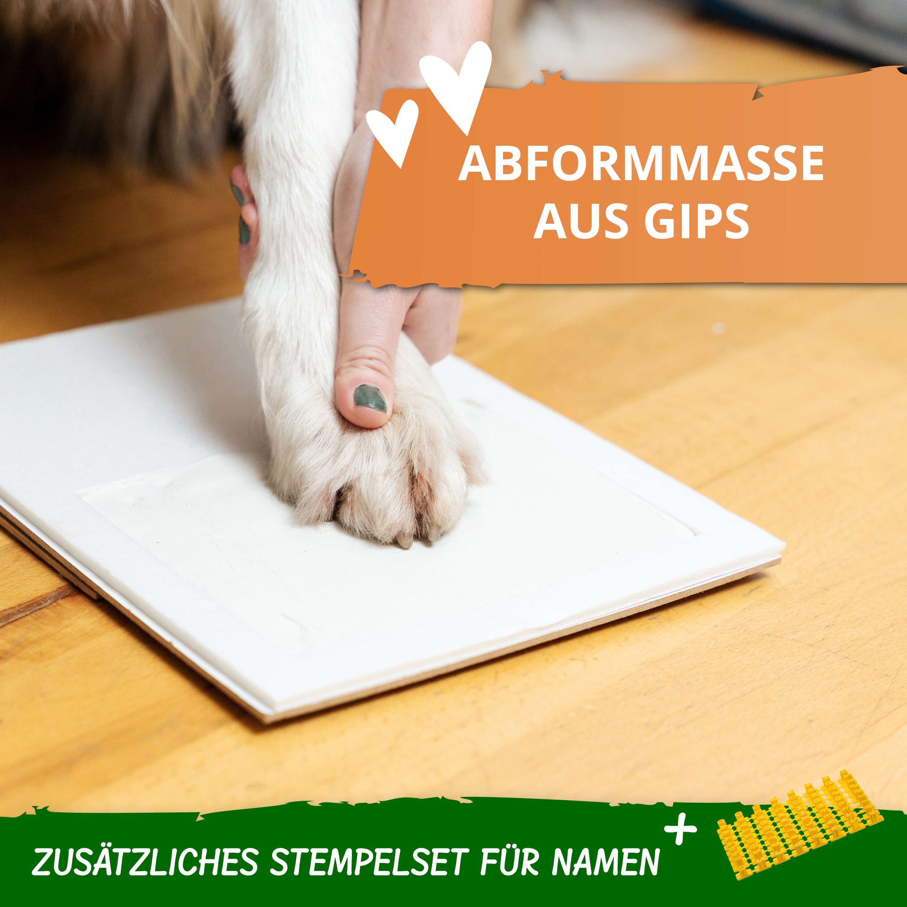 Amari Bilderrahmen-Set Pfotenabdruck Set Hund Katze Geschenk, Bilderrahmen, Platz für Fotos, Erinnerungen Gedenken an geliebtes Haustier