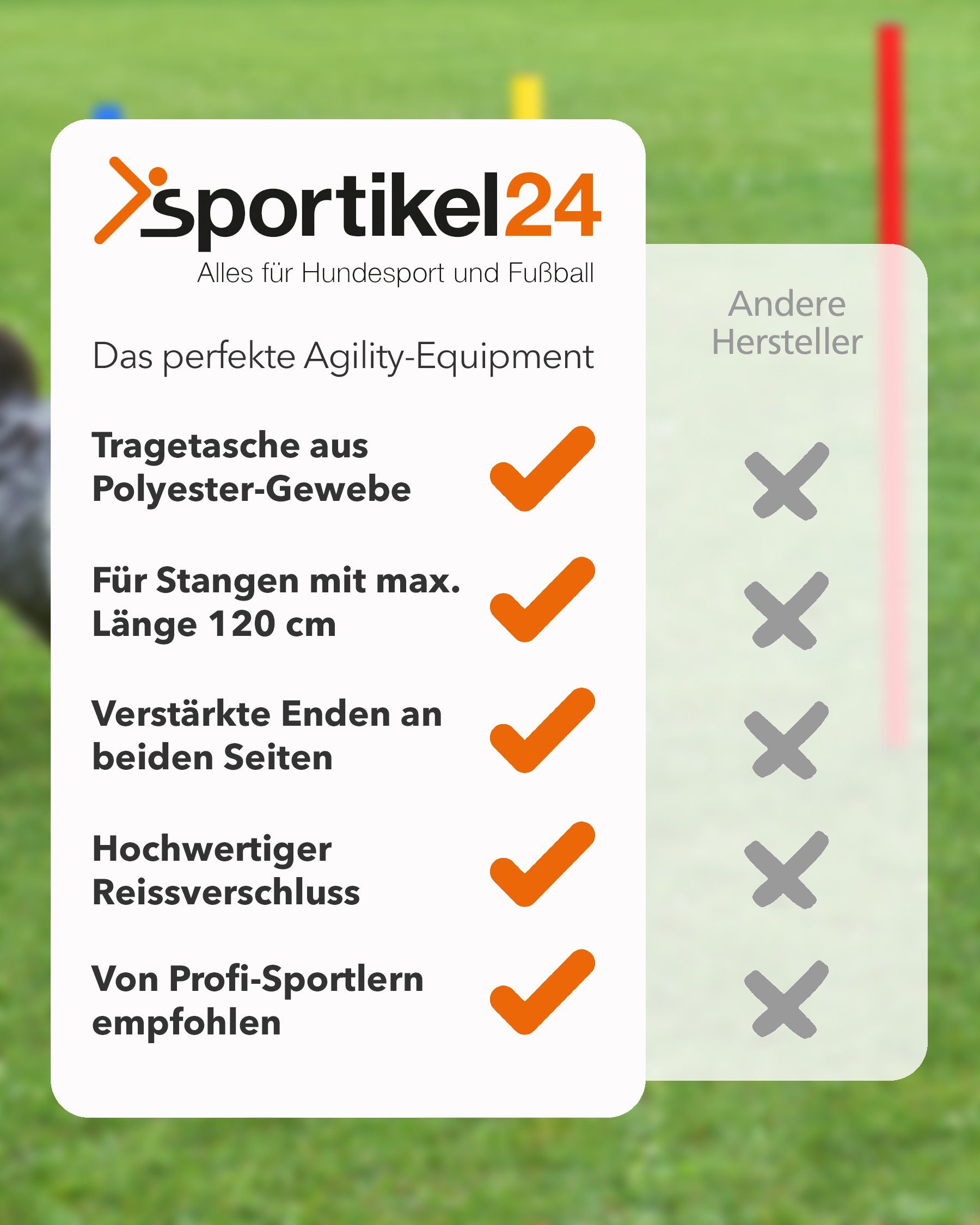 SPORTIKEL24 Sporttasche Tasche für Kombi Kegelhürde 50 und Stange bis 120 cm