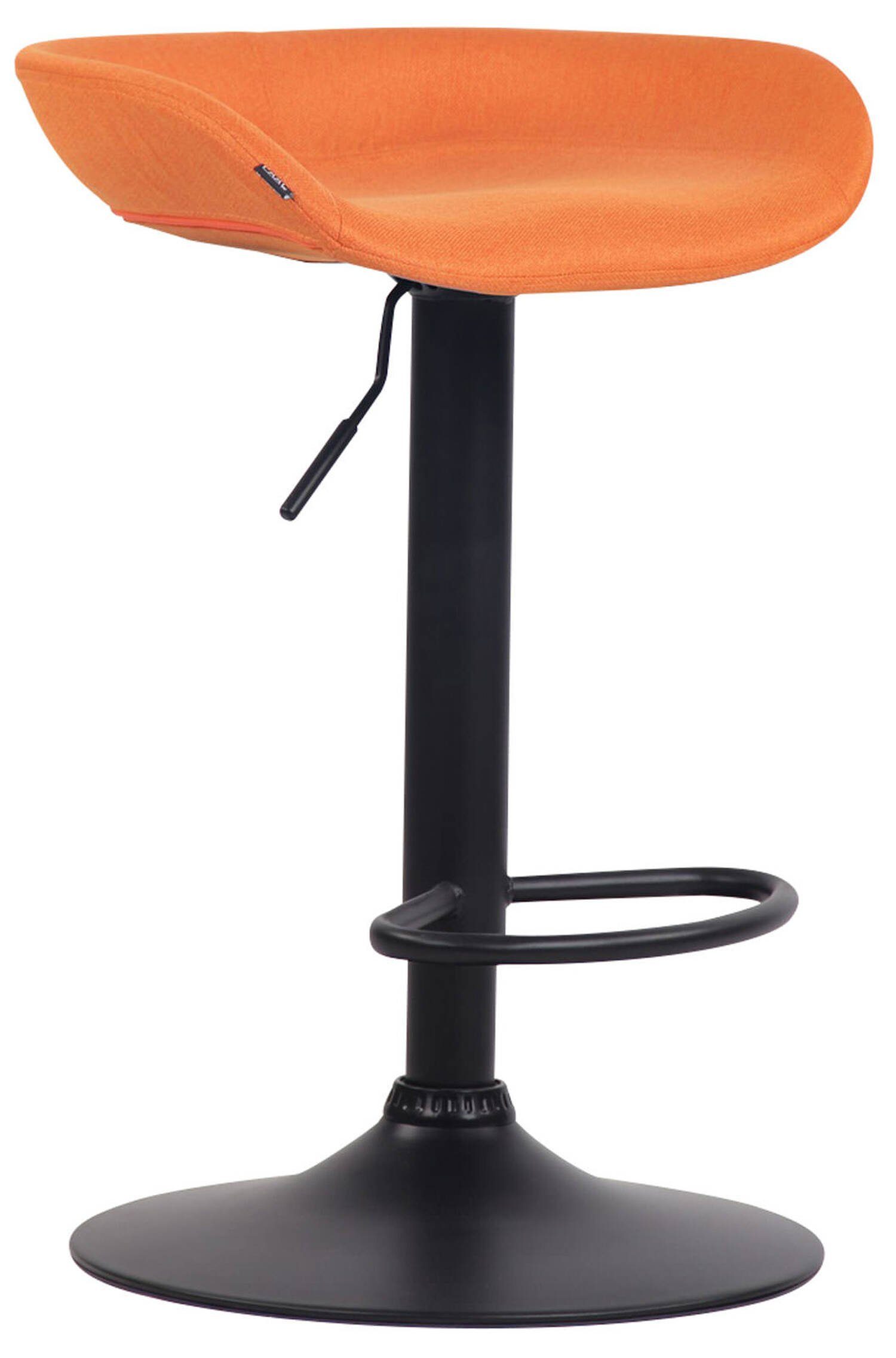TPFLiving Barhocker Anna mit angenehmer Fußstütze (Barstuhl Hocker für Theke & Küche - 360° drehbar und höhenverstellbar), Gestell Metall schwarz - Sitzfläche: Stoff Orange