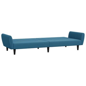 vidaXL Sofa Schlafsofa 2-Sitzer mit Fußhocker Blau Samt