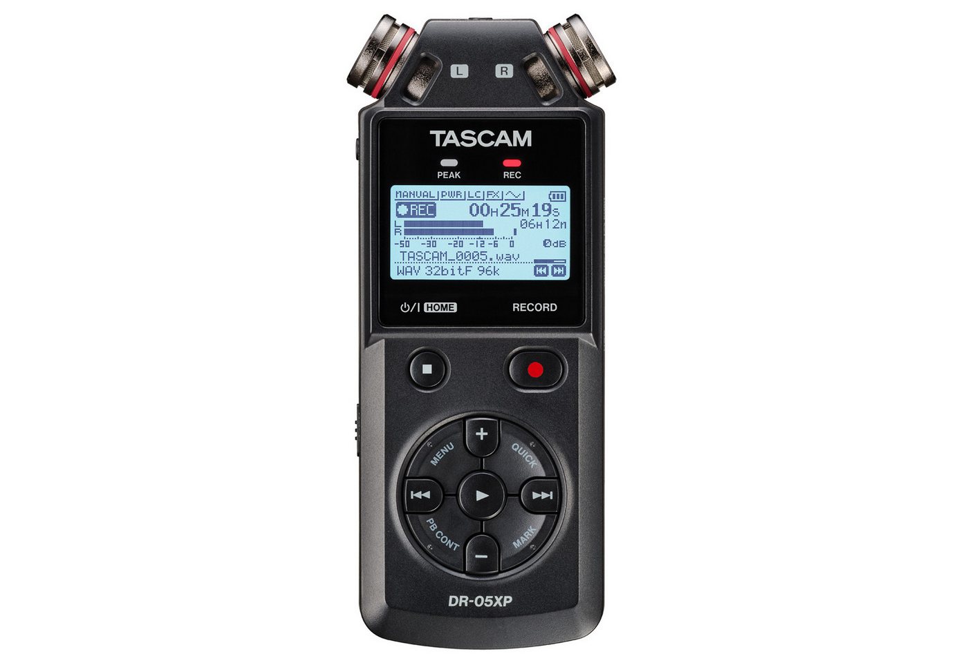 Tascam Tascam Audio-Recorder DR-05XP 2-Kanal Aufnahmegerät Digitales Aufnahmegerät (Tragbarer 2-Kanal-Handheld-Audiorecorder)