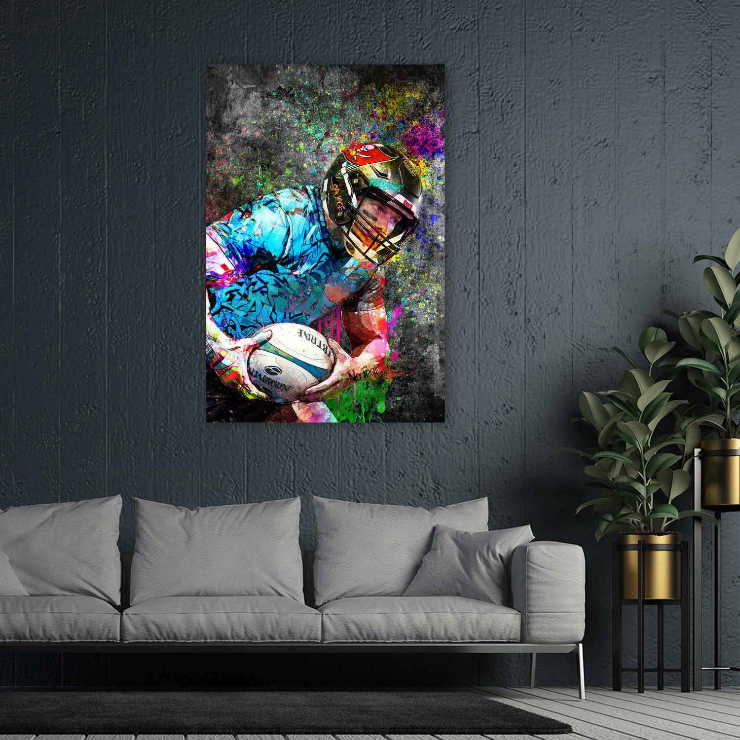 Artedinoi Leinwandbild American Football Brady Style Graffiti Wandbild Leinwandbild Kunst XL