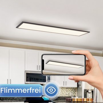 ZMH LED Deckenleuchte Panel - Wohnzimmerlampe 120*30CM Schwarz Modern 42W, LED fest integriert, 4000k, Ultraflach Design, 4000K-Neutralweiß, IP20