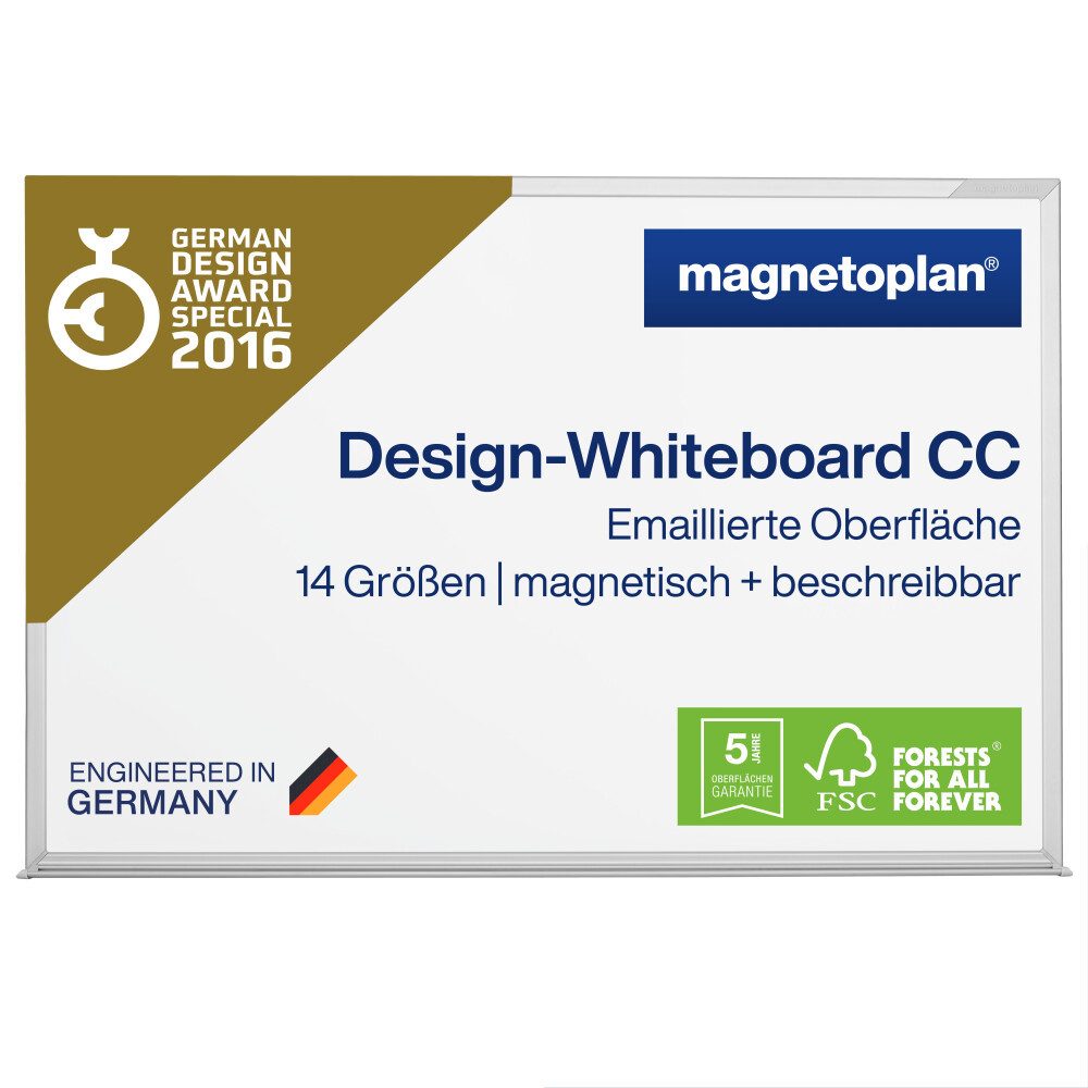 magnetoplan® Anzeigetafel Weißwand/Schreibtafel CC emailliert - magnetisch - 60x45 Weiß (1-St)