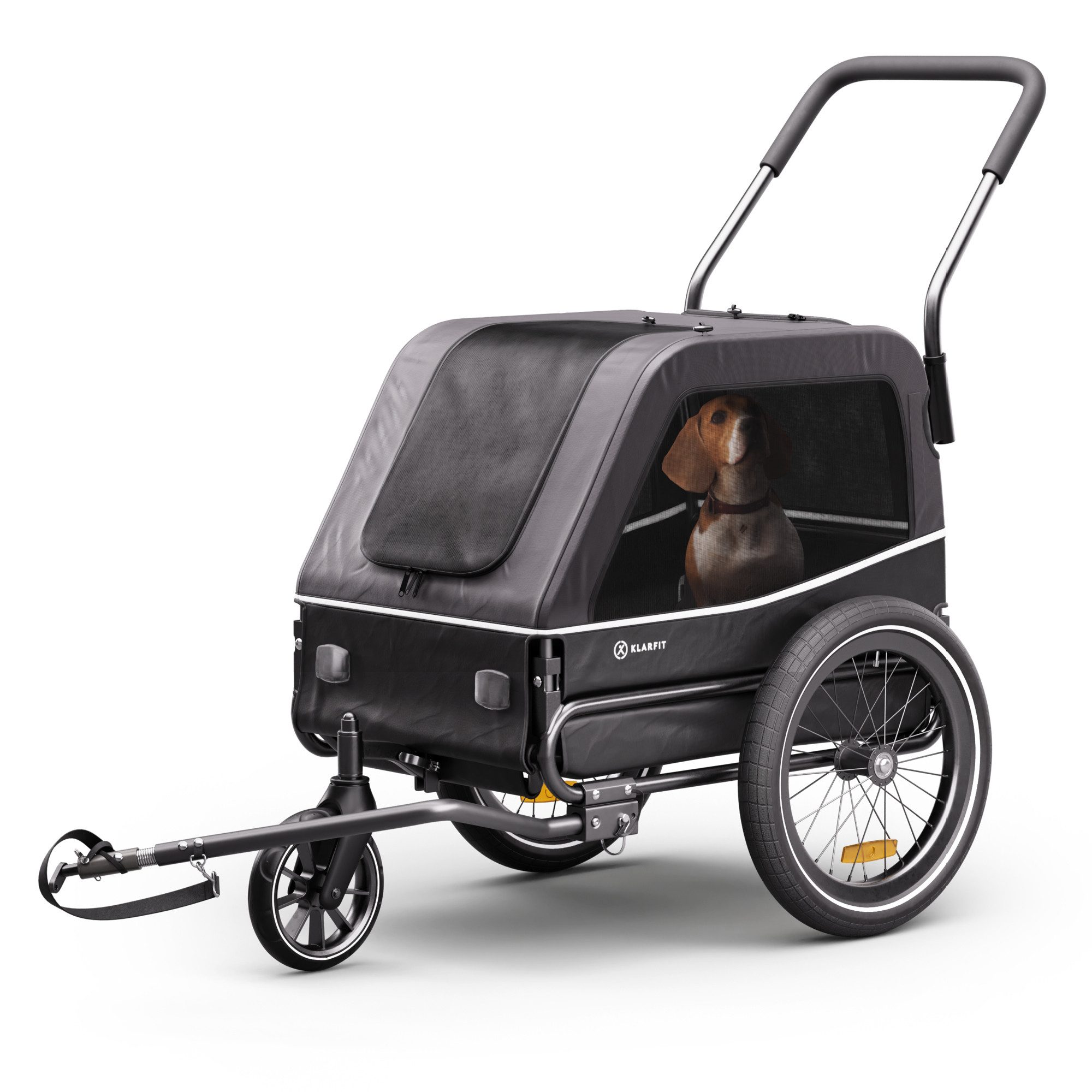 KLARFIT Fahrradkinderanhänger Goldie S Hybrid Hunde-Fahrradanhänger, Fahrradanhänger Wetterfest Hund Faltbar Stahl 20-29"