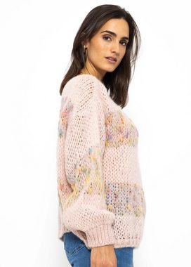 SASSYCLASSY Strickpullover Oversize Pullover mit multicolor Blockstreifen in Grau