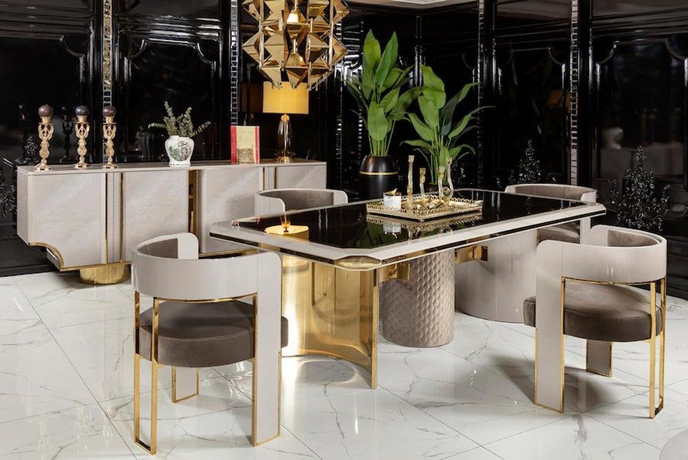 JVmoebel Esszimmer-Set Esstisch Set 6tlg 4x Stühle Lowboard Essgruppe Modern Neu, Made in Europa