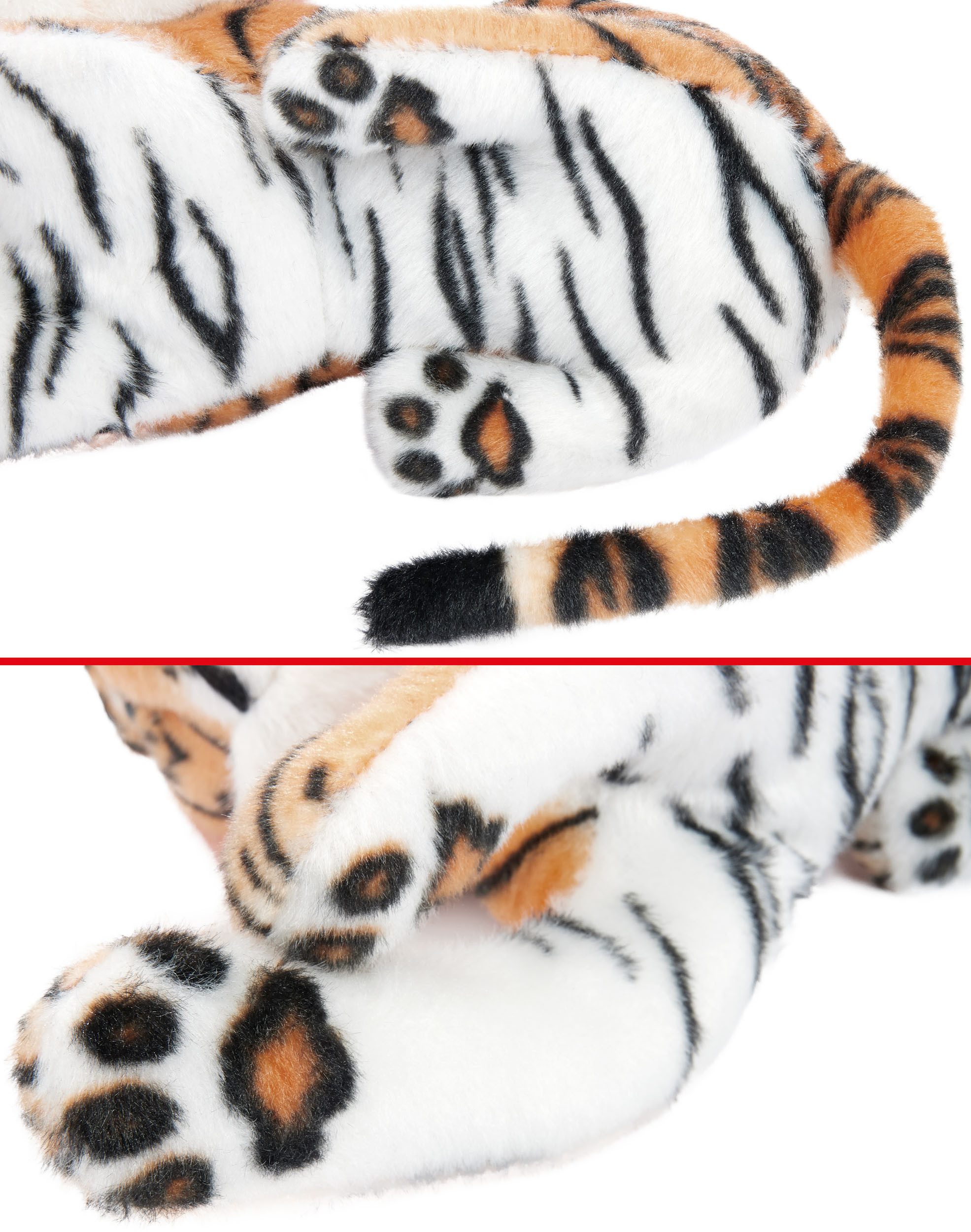 BRUBAKER Kuscheltier Plüsch Tiger 25 cm (2-St., 2er Set, Weiß und Braun), Stofftier Plüschtier