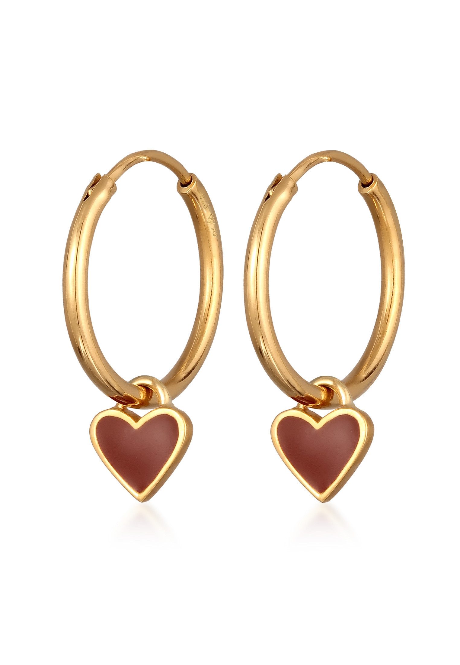 Paar Creolen Creolen Herz Love Emaille 925 Silber