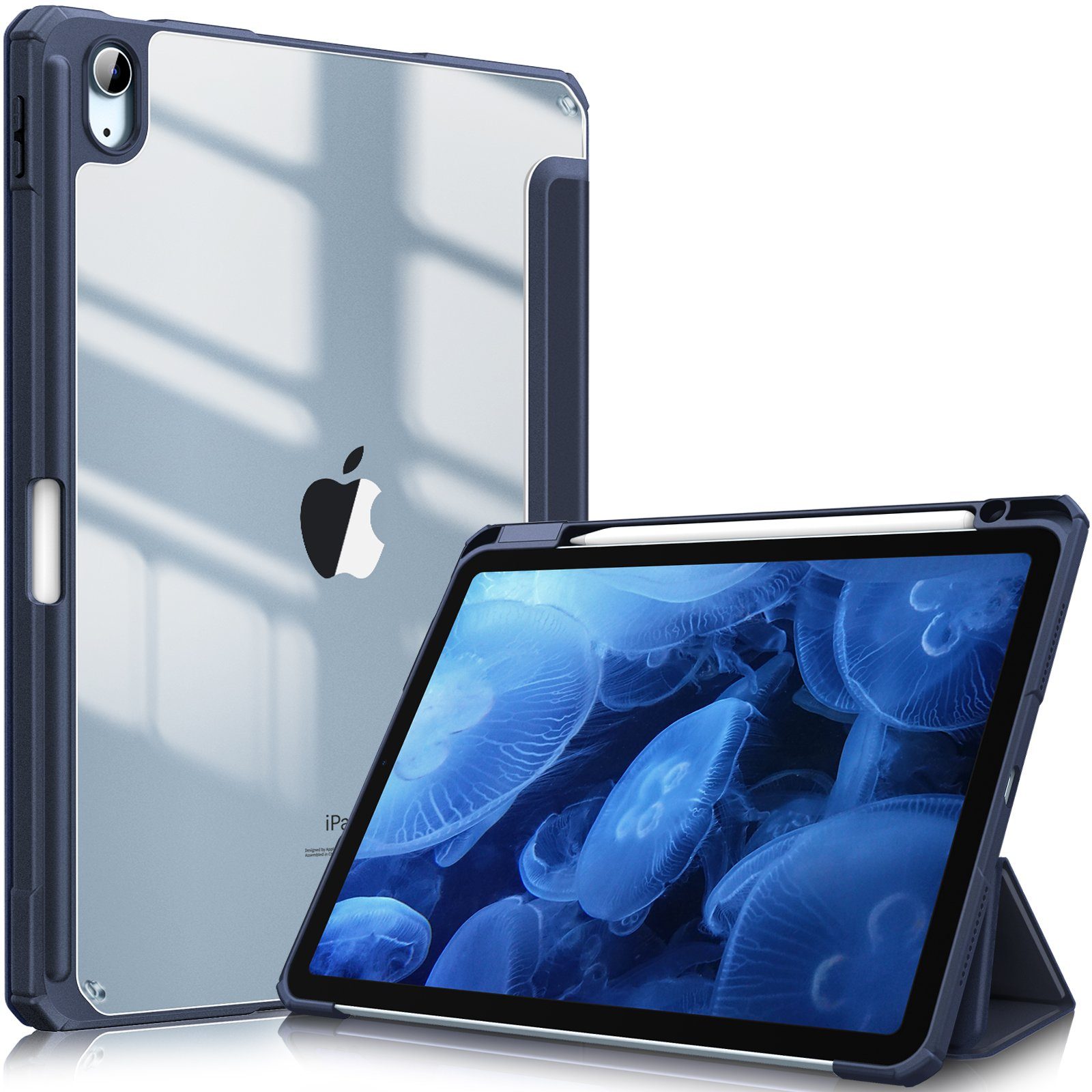 Fintie Tablet-Hülle für iPad Air 11'' M4/M3/M2(2026/2025/2024), iPad Air 5/4 Gen 2022/2020 10.9 Zoll, mit Stifthalter, Hülle mit transparenter Hartschale auf der Rückseite