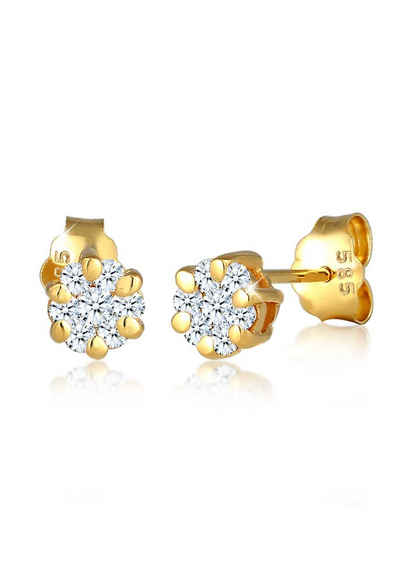 Elli DIAMONDS Paar Ohrstecker Blume Diamant (0.24 ct) 585 Gelbgold