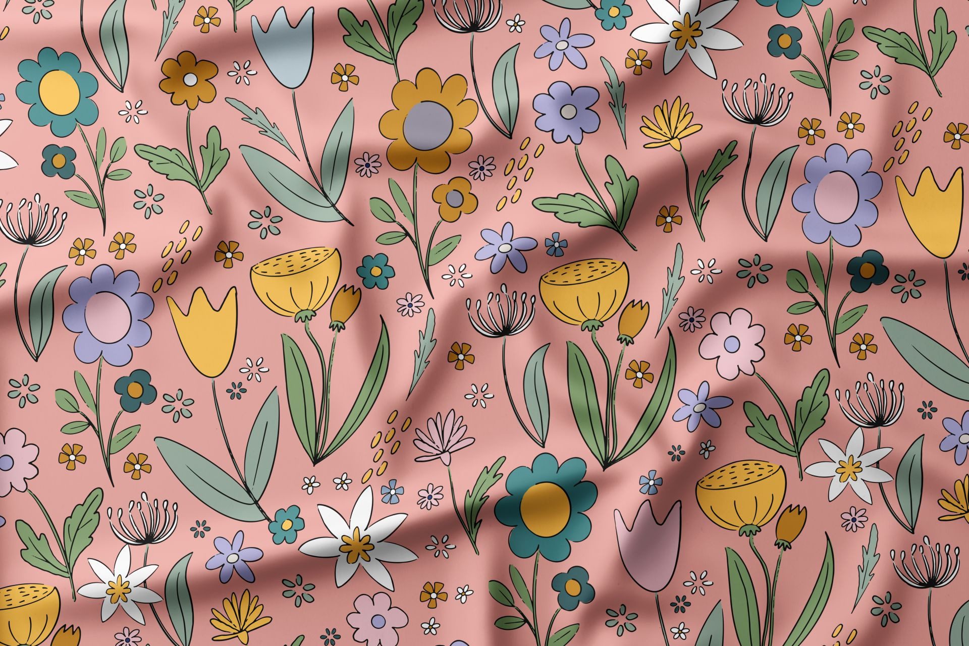 Leylas Welt Stoff Stoff Jersey Nami Blumen 160 cm WB Eigenproduktion Katzengold Design, Reaktivdruck