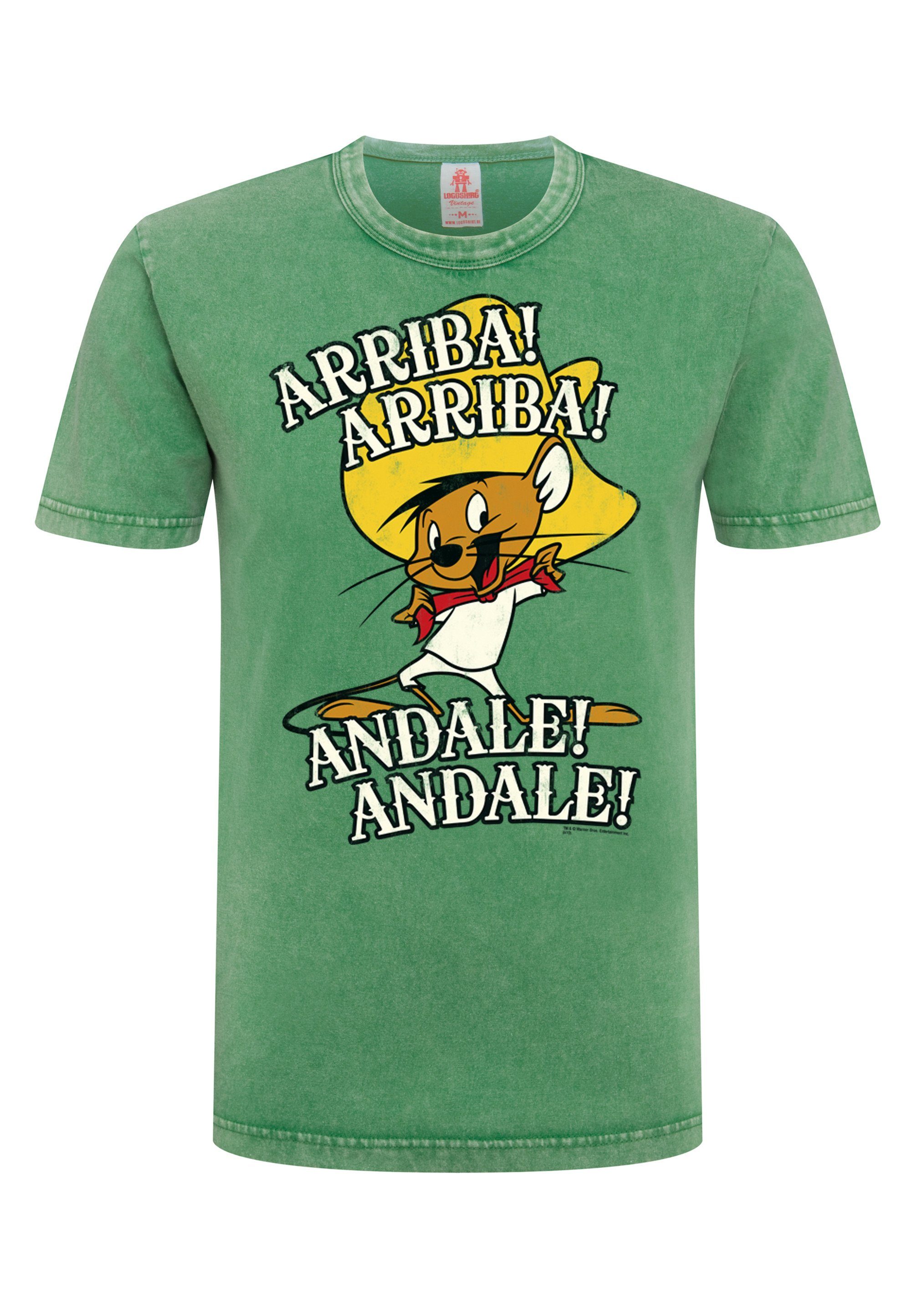 LOGOSHIRT Gonzales grün Tunes - mit lizenziertem Print Speedy T-Shirt Looney