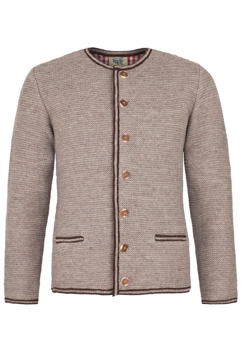 Isar-Trachten Trachtenstrickjacke Trachten Strickjacke Herren - EDDY - berber/braun