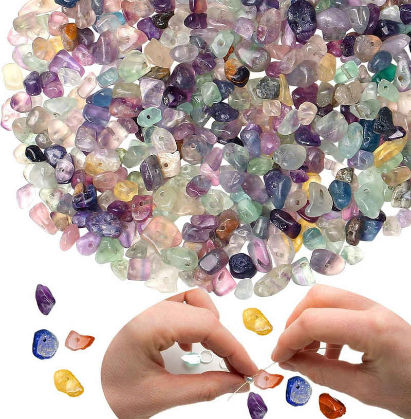 SOTOR Deko-Granulate, (350pcs Perlen zum Auffädeln Kristalle Perlen Kristall Steine Perlen für Armbänder Ketten Ohrringe Schmuck Machen Crafting Natürlichen Unregelmäßige Gebohrt DIY Edelsteine 5-15mm)