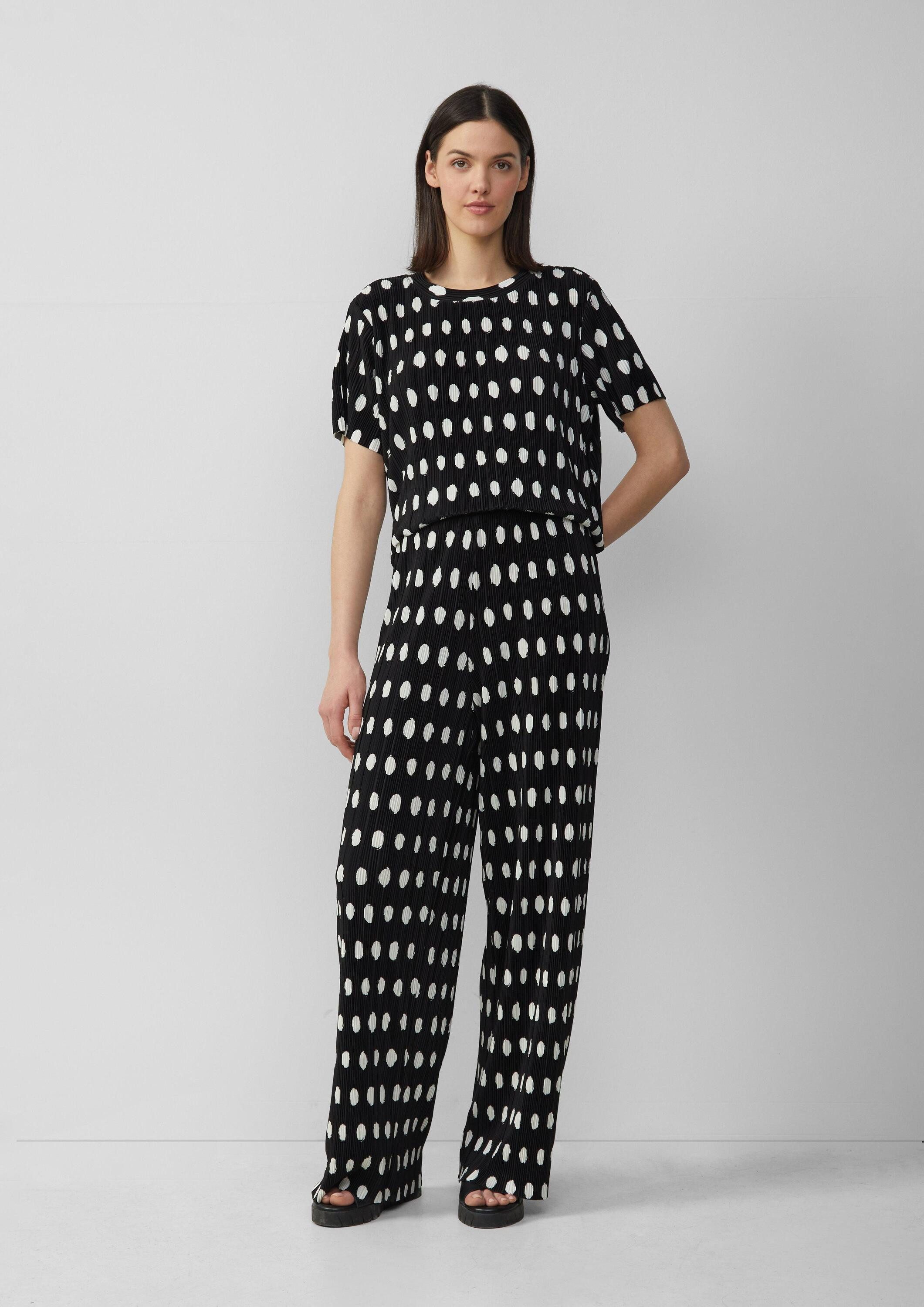 s.Oliver Chinos Hose Plissierte Wide-Leg-Hose im Relaxed Fit