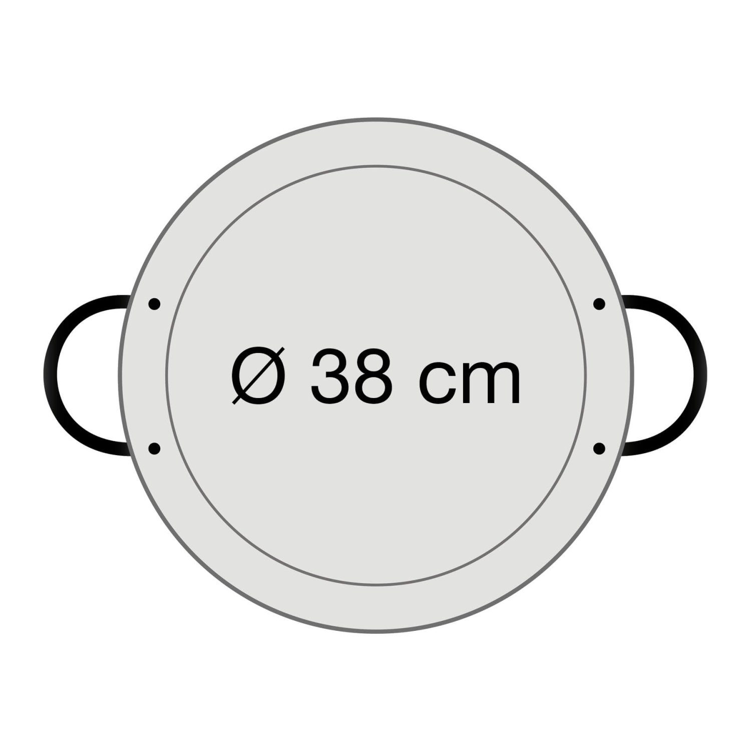 VALENCIANA - zwei Griffe, Paella-Pfanne 38cm poliert Paellapfanne - Stahl D: Stahl GAUMENKICK (1-tlg)