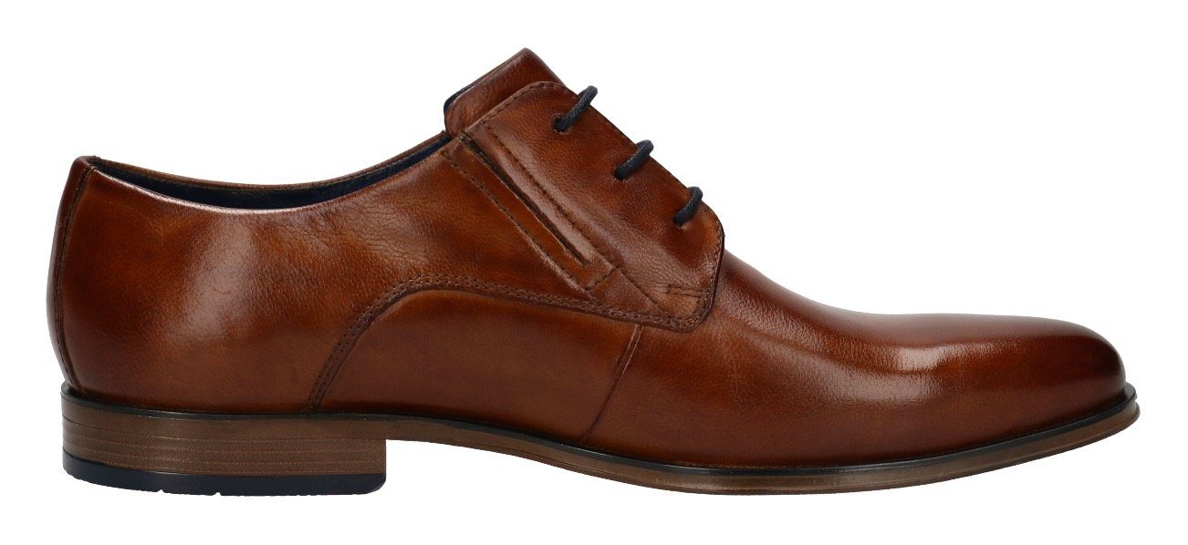 bugatti Schnürschuh Anzugschuh, Business Schuh mit Logoschriftzug mit feinem Blockabsatz