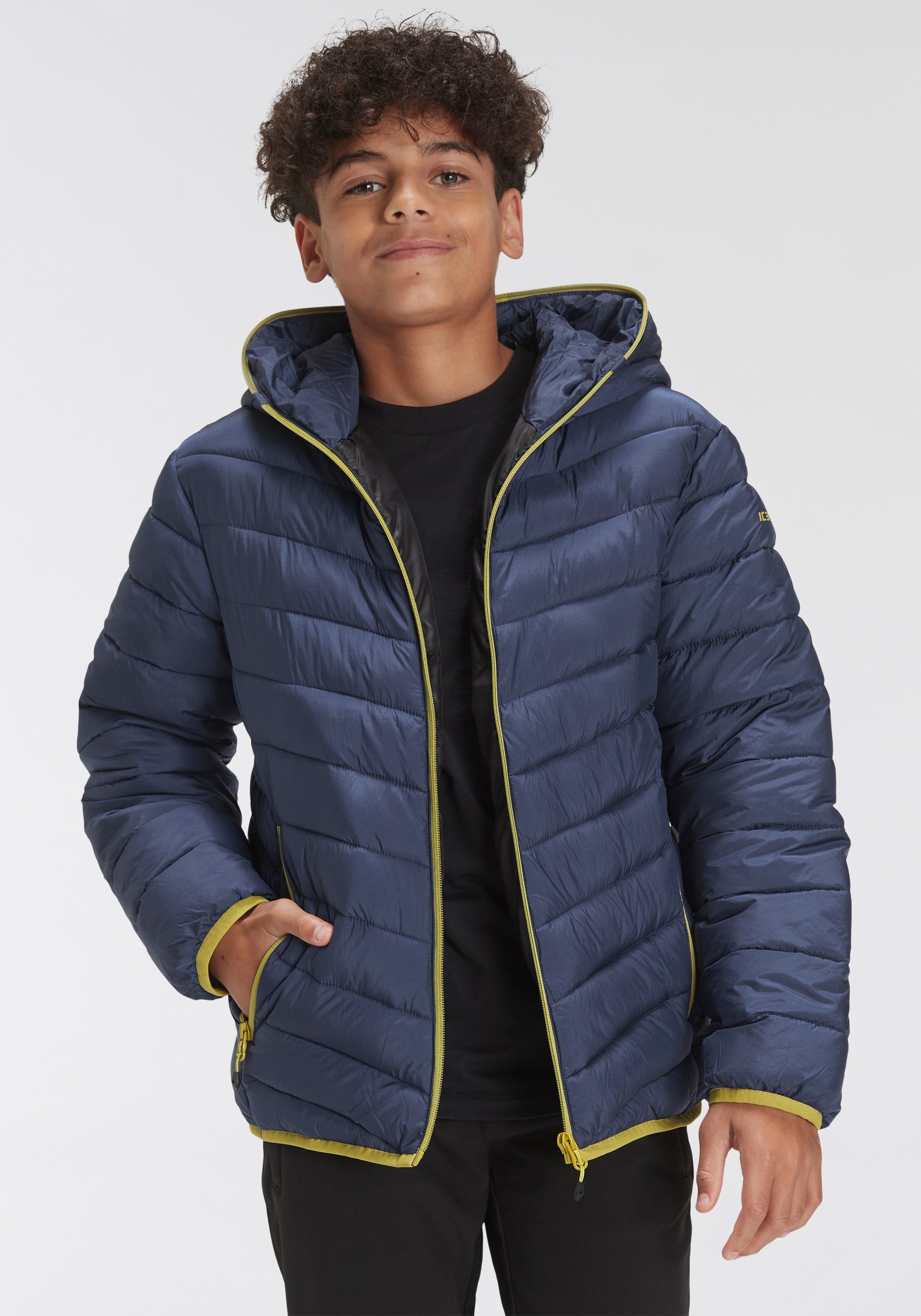 JR Funktionsjacke PENIG Icepeak mit - Kinder Logoschriftzug kontrastfarbenem am Oberarm für