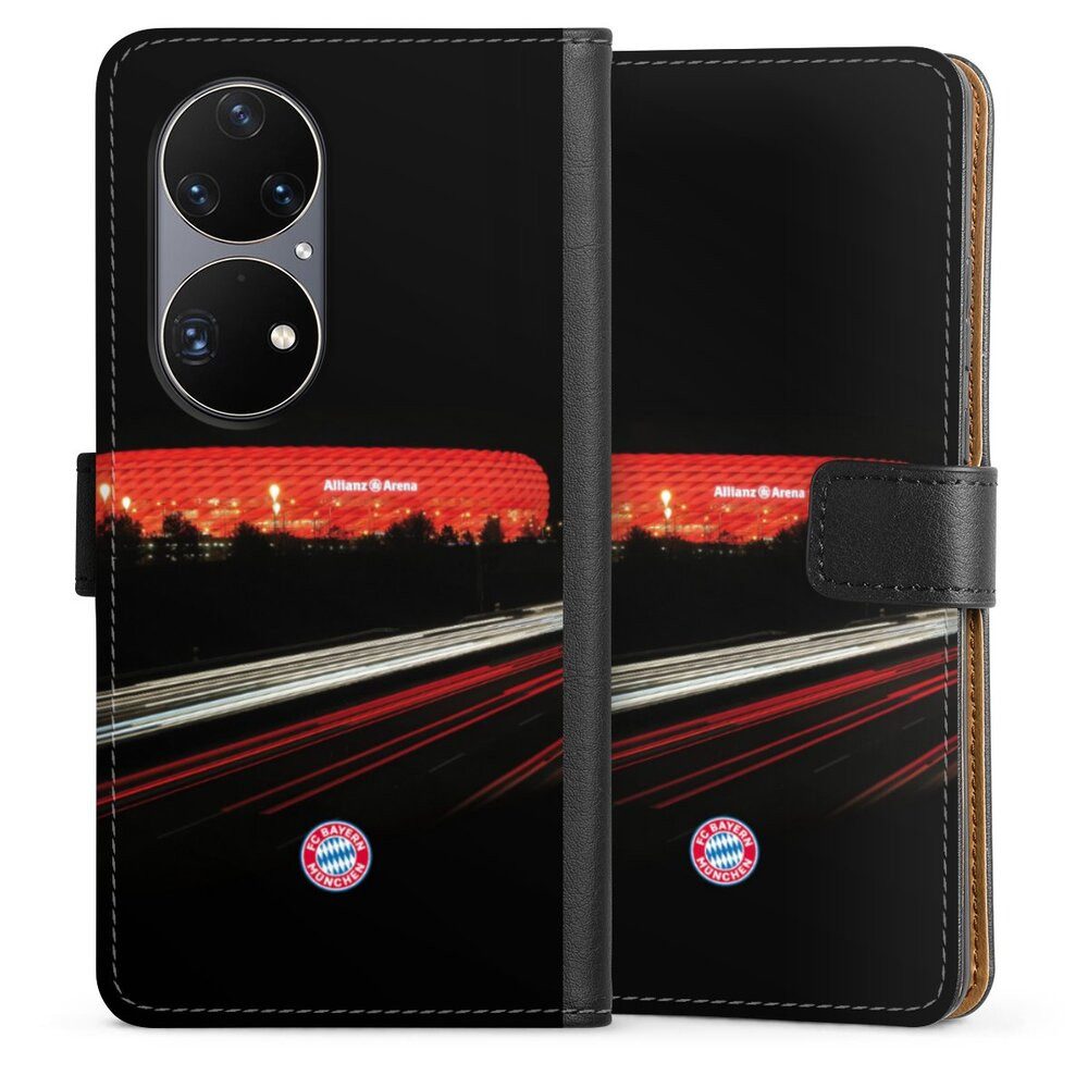 DeinDesign Handyhülle FC Bayern München FCB Stadion FC Bayern München Allianz Arena, Huawei P50 Pro Hülle Flip Case Klapphülle Handytasche Leder
