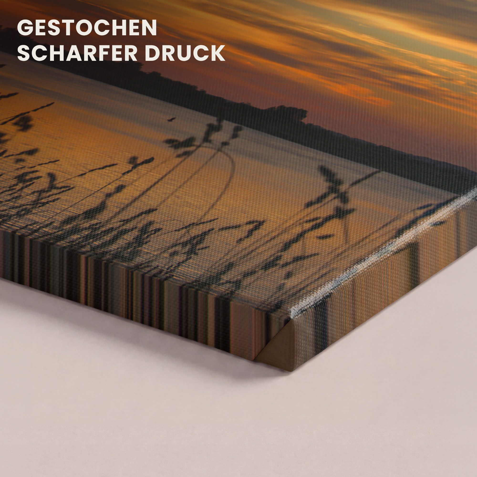 OneMillionCanvasses® Leinwandbild Panorama Sonnenuntergang - Meer - Horizont - Himmel - Pflanzen, Fotodruck (1 St), Wandbild, Deko Schlafzimmer Wohnzimmer Flur  – Bild 3 von 5