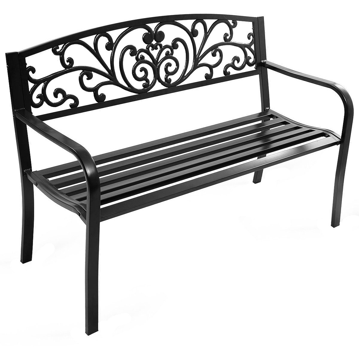 KOMFOTTEU Gartenbank Eisenbank, 2-3 Sitzer,127x60x85cm
