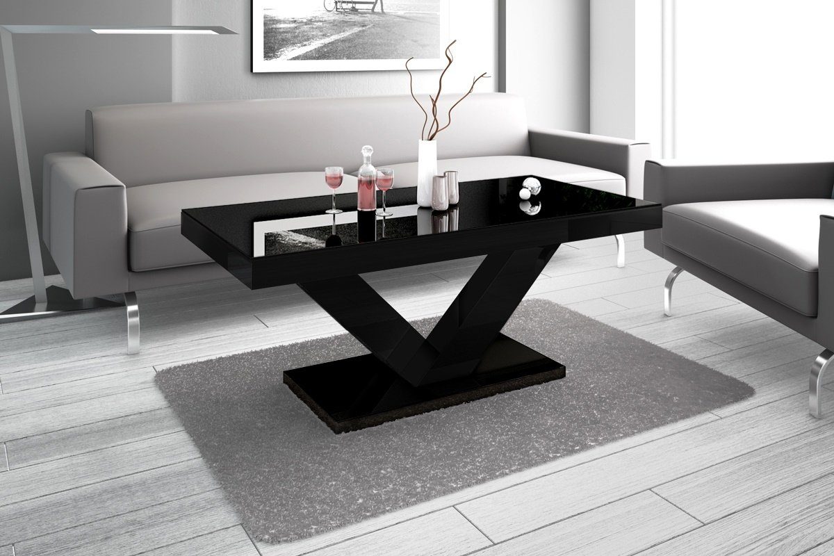 Tisch Wohnzimmertisch HV-888 Highgloss Design designimpex Schwarz Hochglanz Couchtisch