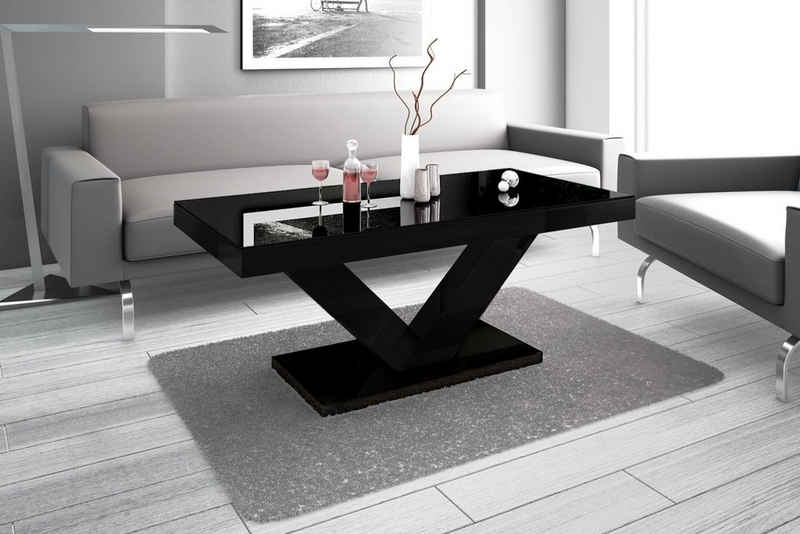 designimpex Couchtisch Design HV-888 Schwarz Hochglanz Highgloss Tisch Wohnzimmertisch