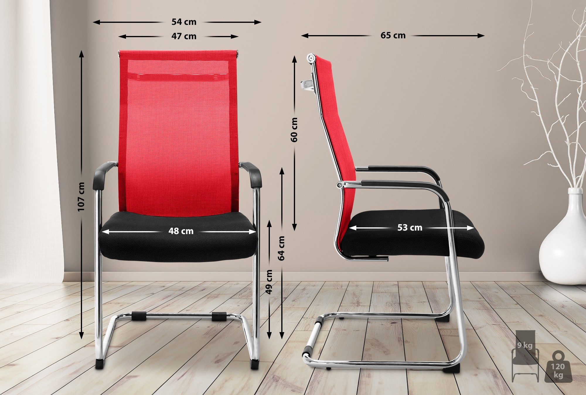 CLP Besucherstuhl Brenda, Freischwinger mit Stoff- und Netzbezug
