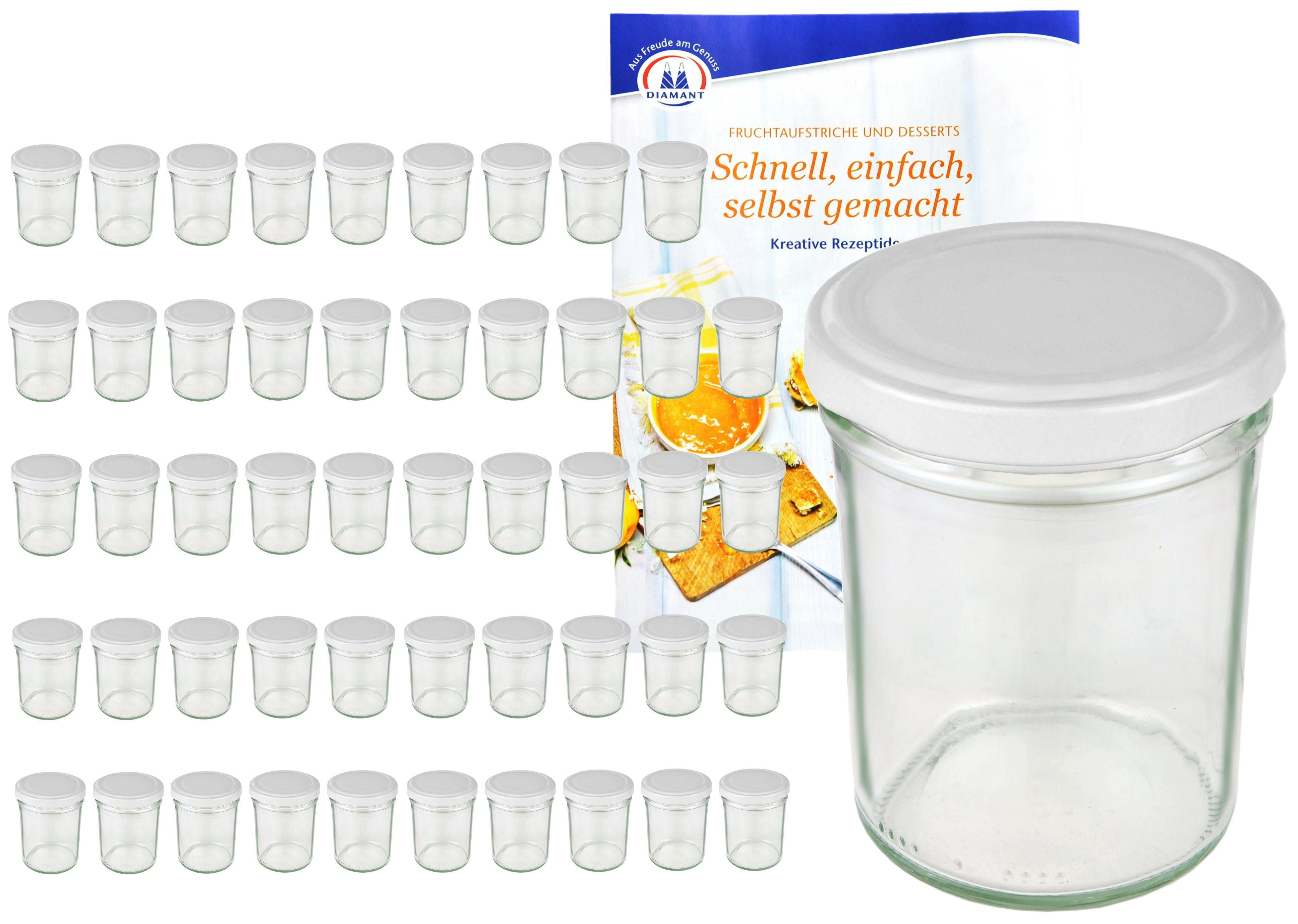 MamboCat Einmachglas 50er Set Sturzglas 230 ml HOCH To 66 weißer Deckel incl. Rezeptheft, Glas