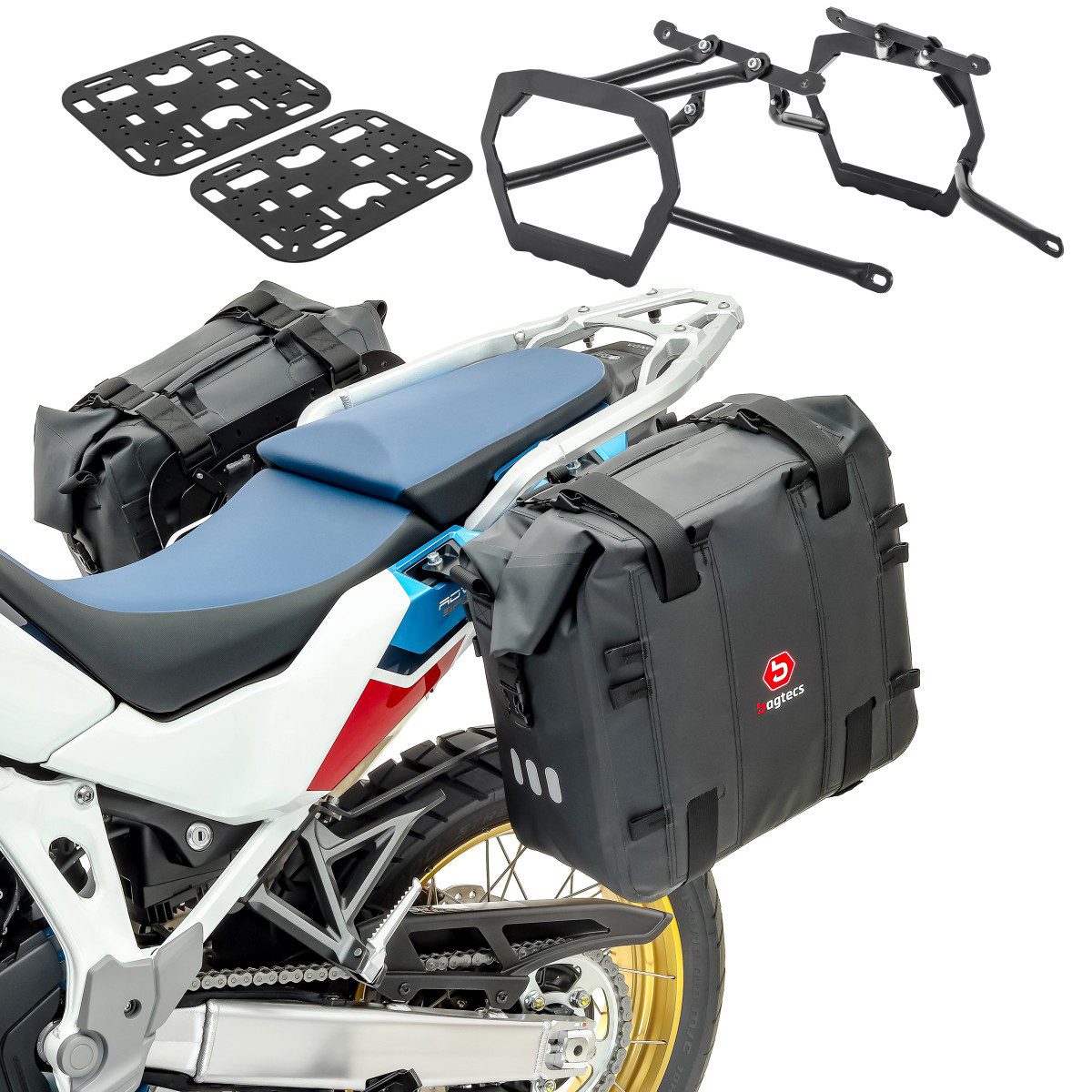 Bagtecs Kofferset Satteltaschen + Halter P für Chopper / Custombikes Pan America 1250 21