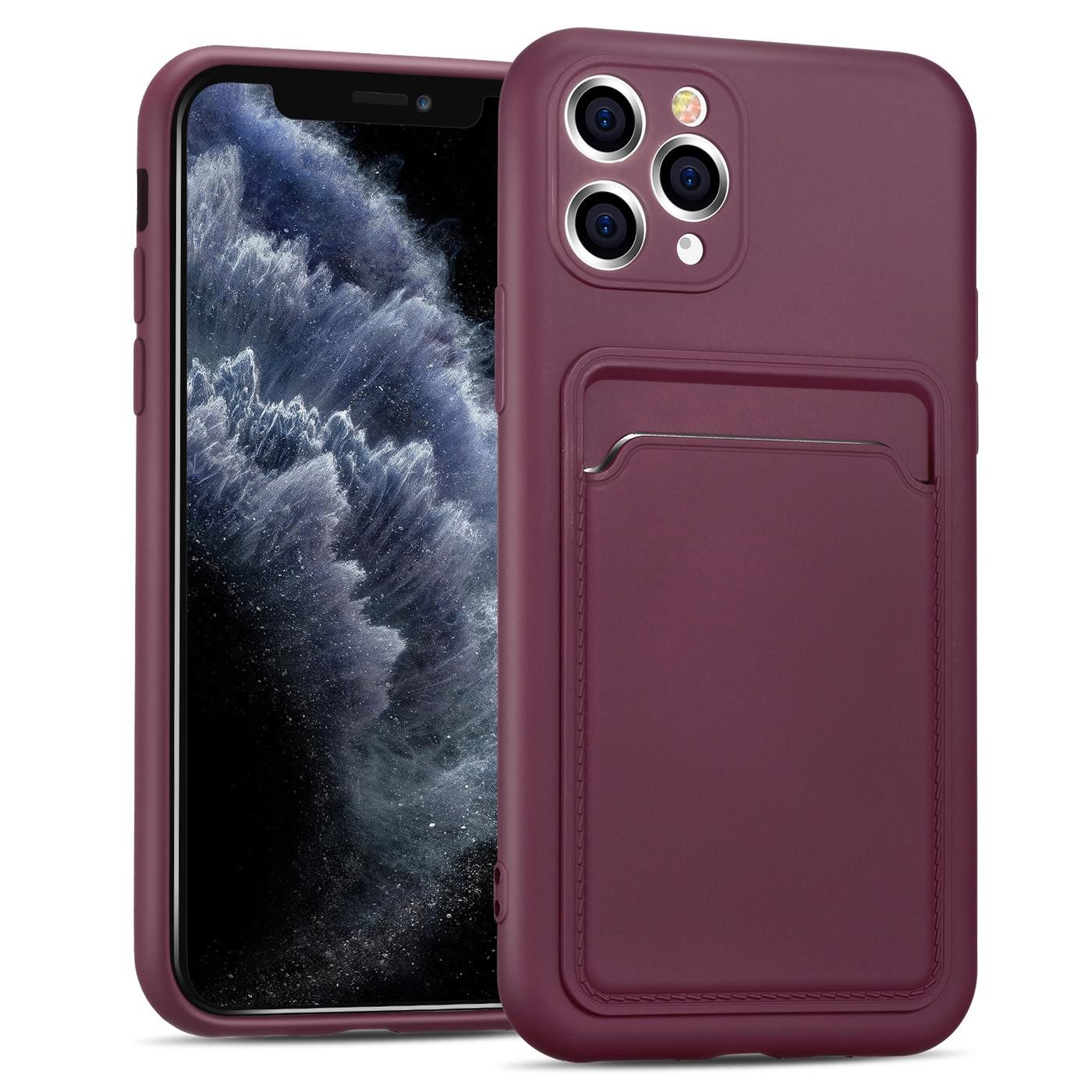 CoolGadget Handyhülle Schutzhülle mit Kartenfach für Apple iPhone 11 Pro Max 6,5 Zoll, Silikon Case Slim TPU Cover Tasche mit Aufbewahrung EC Karte Ausweis