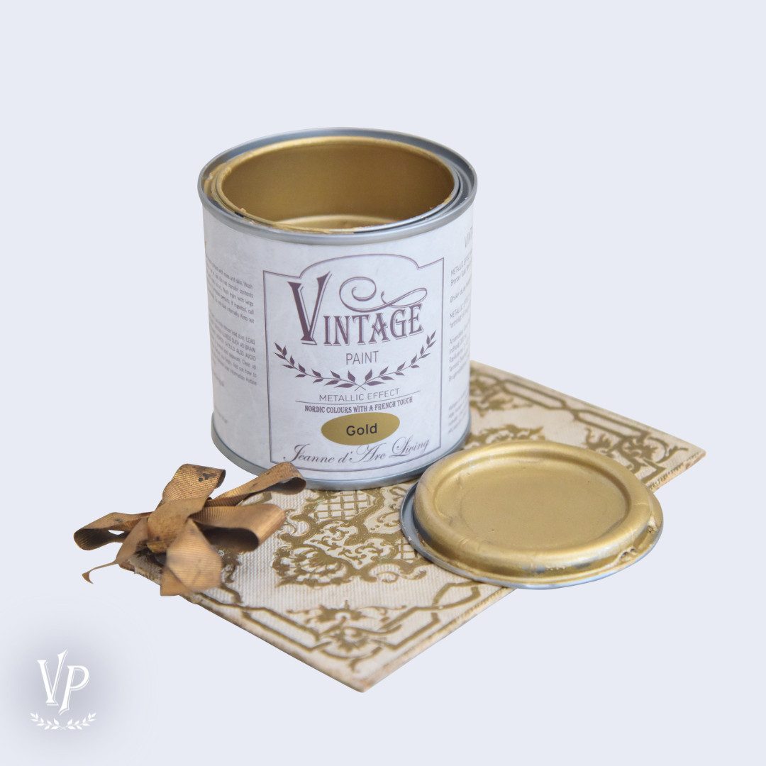 Vintage Paint Kreidefarbe Vintage Paint Metallic Gold In/Outdoor 200 ml Kreidefarbe ECO LABEL, Spritzarm, Umweltfreundlich, Farbecht, ECO Label