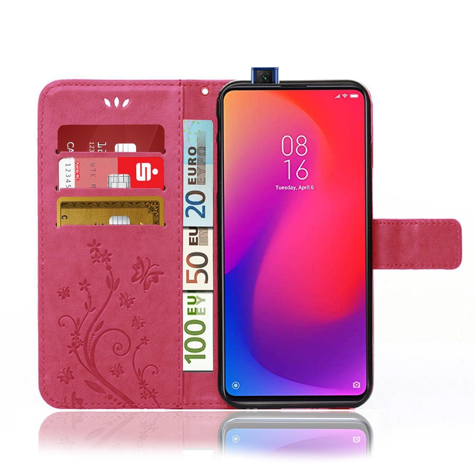 Numerva Handyhülle Bookstyle Flower für Xiaomi Mi 9T / Mi 9T Pro, Handy Tasche Schutzhülle Klapphülle Flip Cover mit Blumenmuster